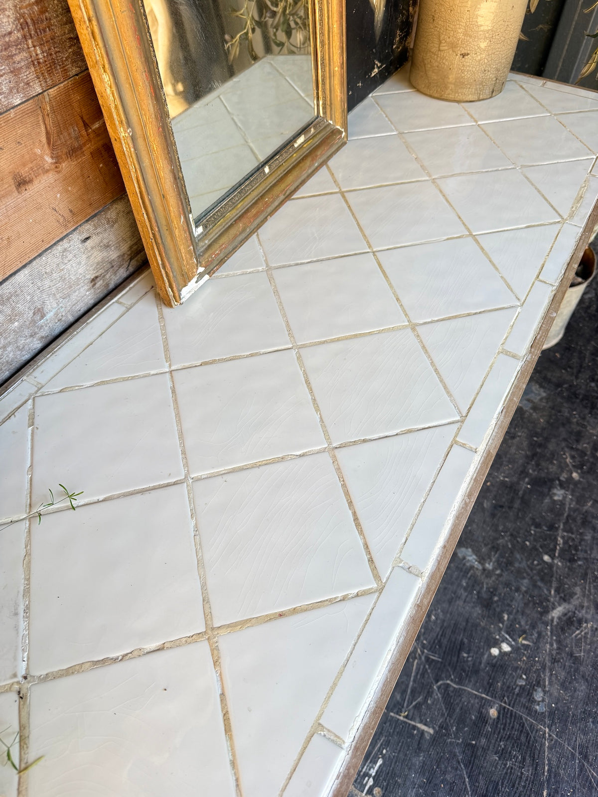 Tiled top bank of drawers
