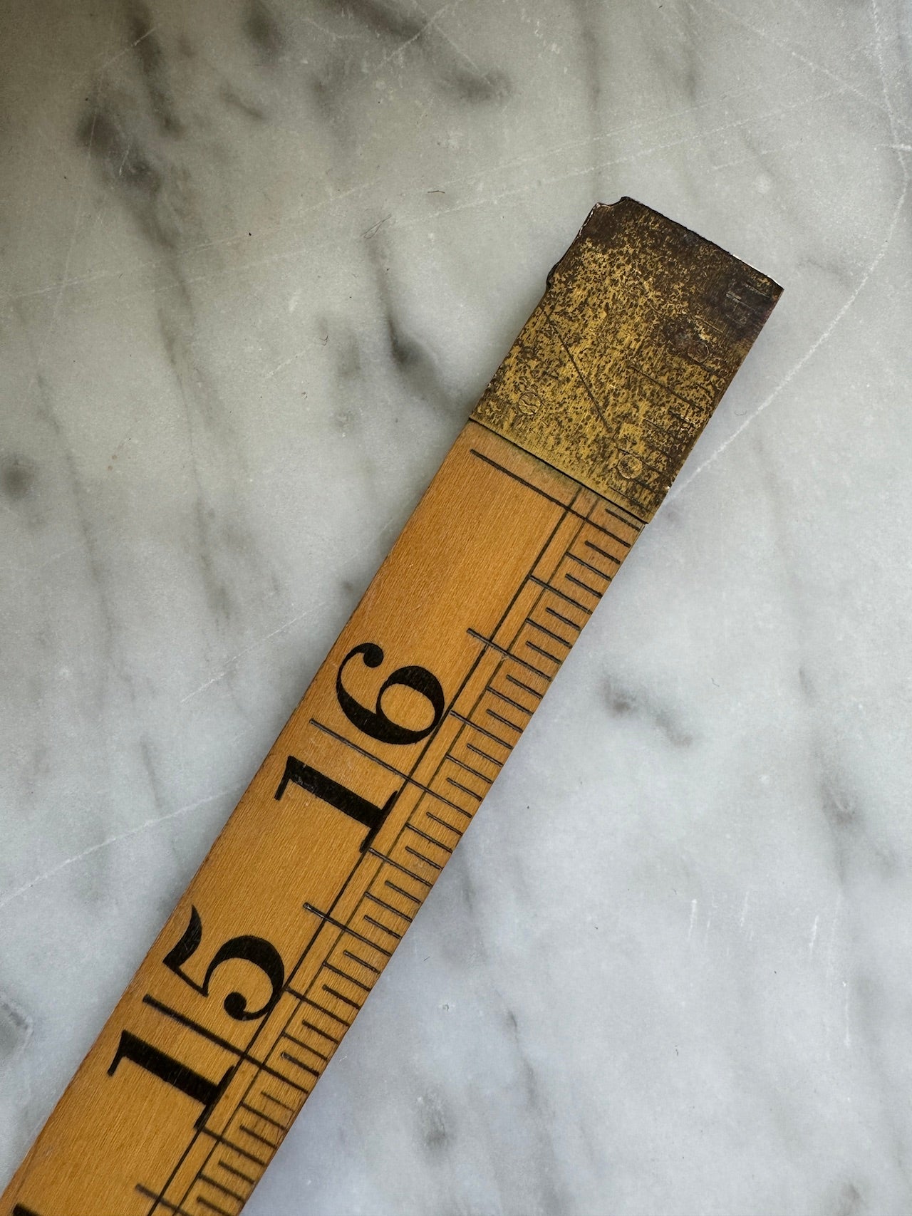 Vintage boxwood and brass ruler