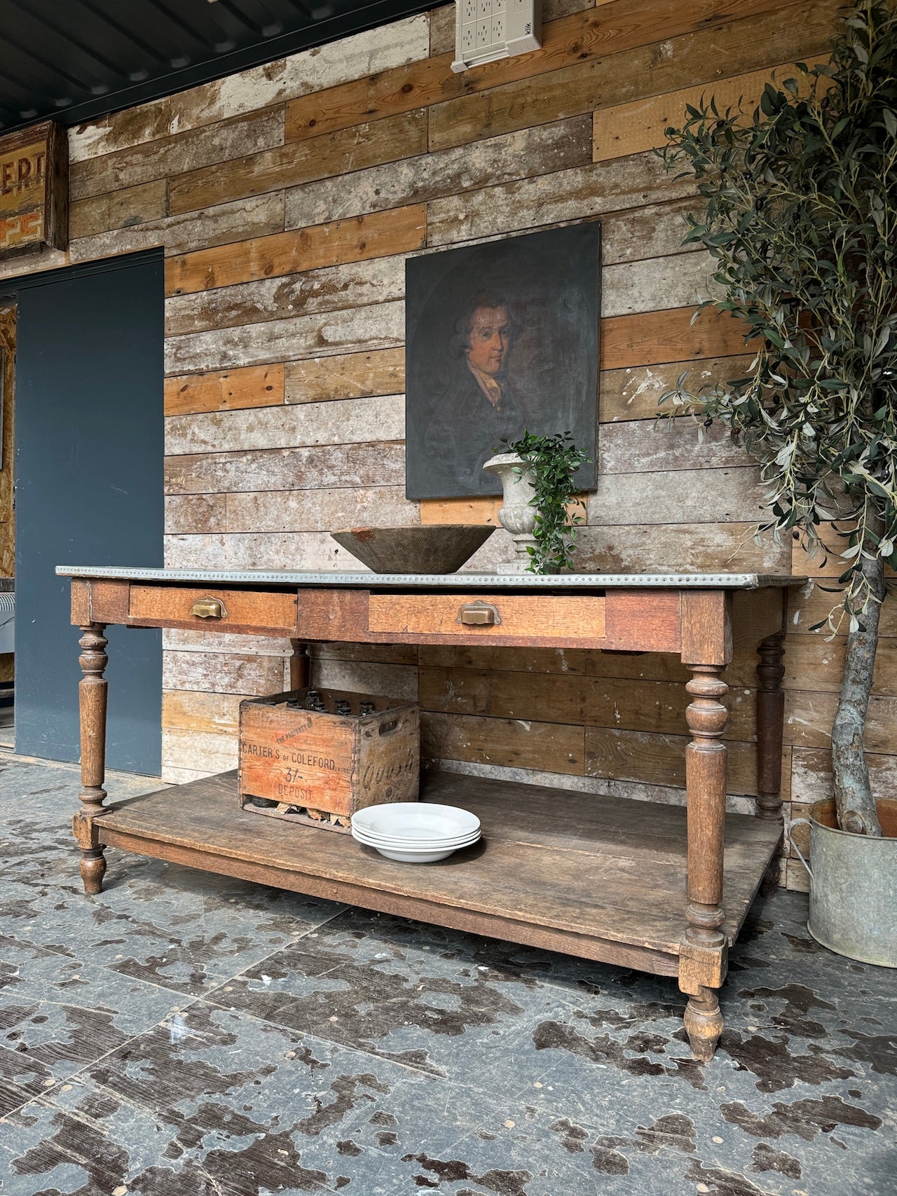 19th Century French oak prep table