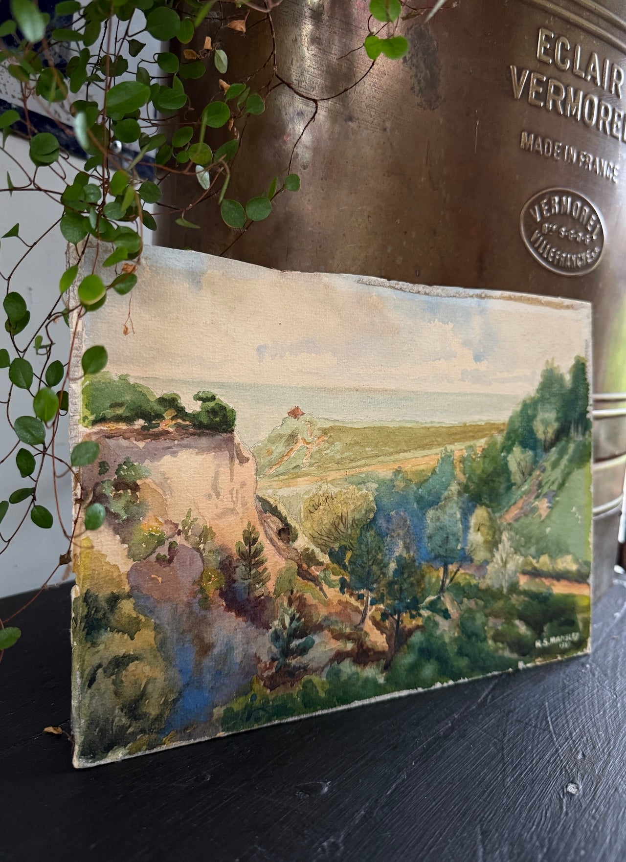 Antique watercolour landscape painting