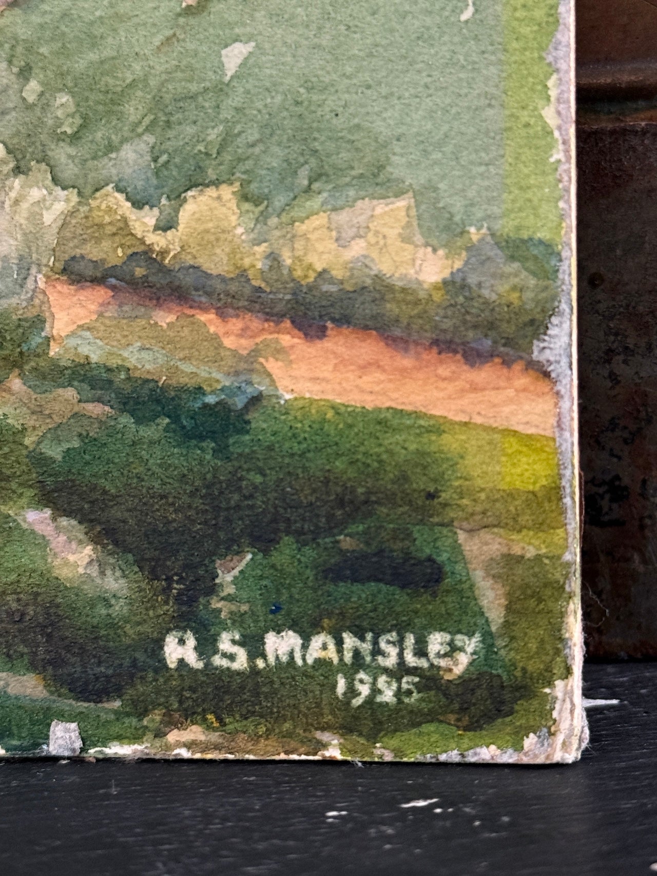 Antique watercolour landscape painting