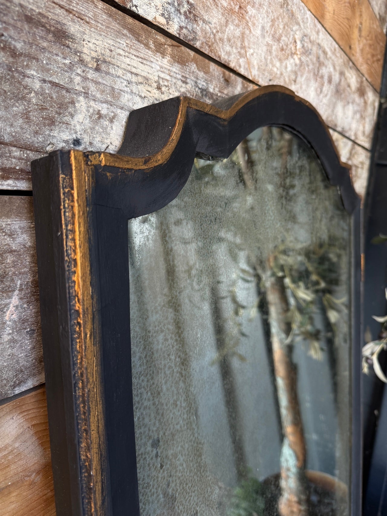 Black + gilt foxed mirror