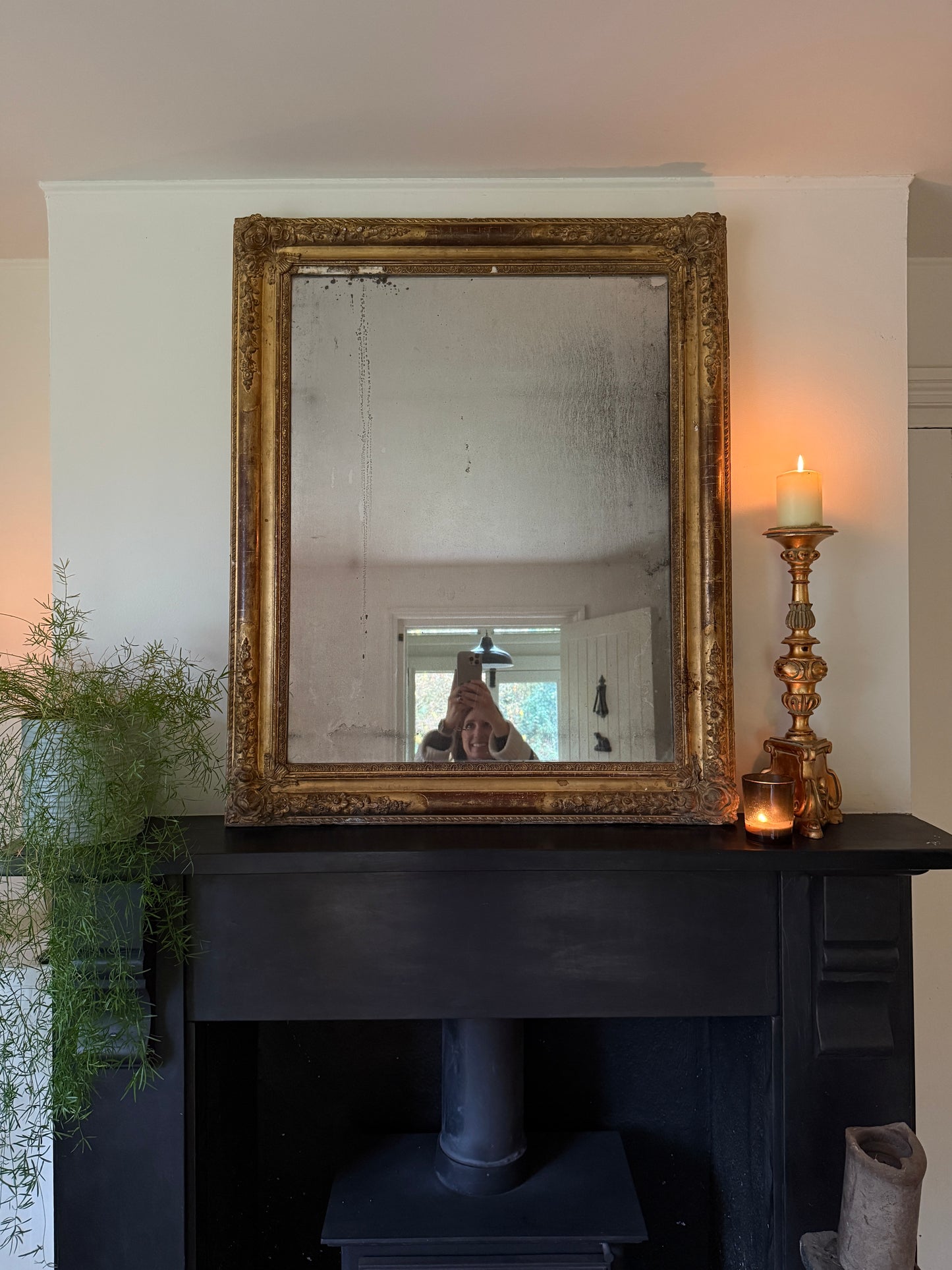 Large Foxed French gilt mirror