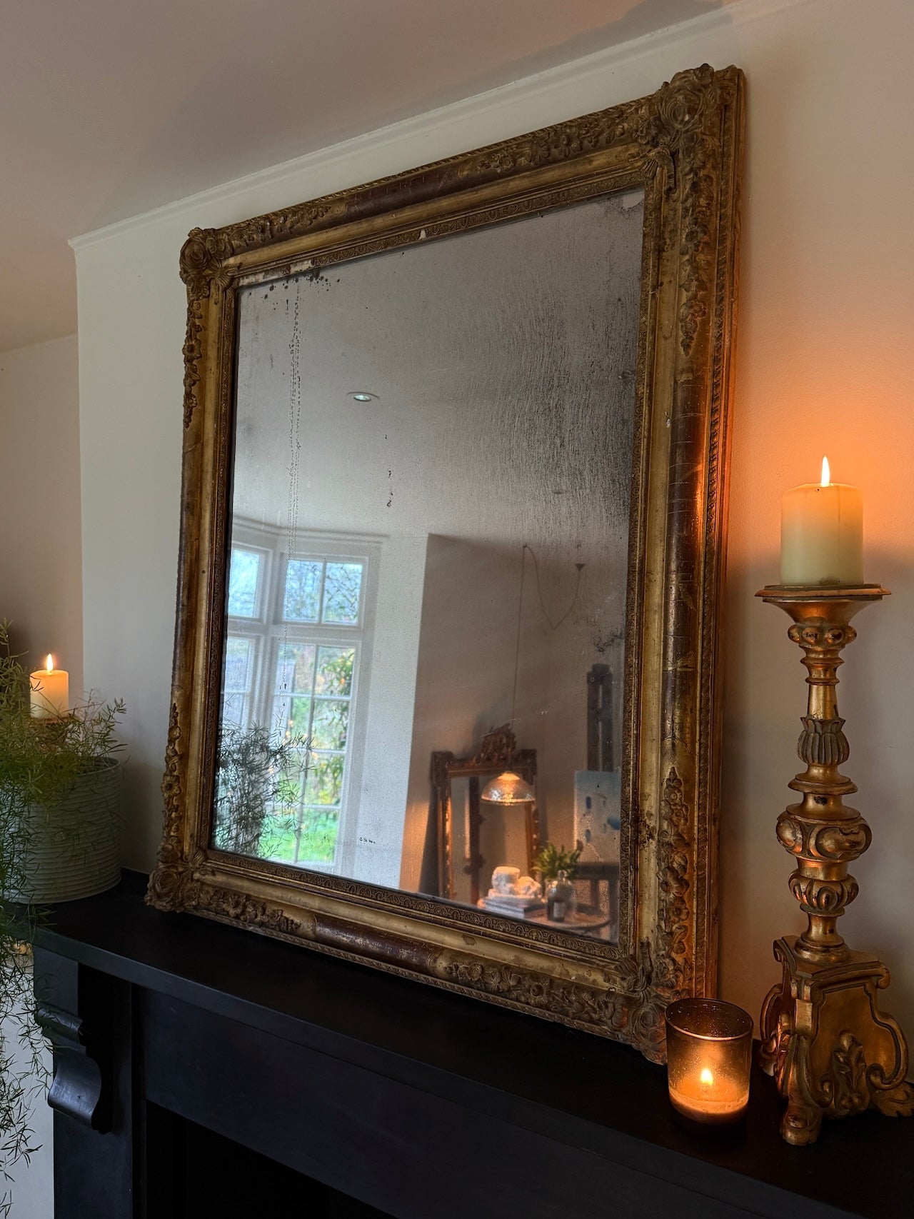 Large Foxed French gilt mirror