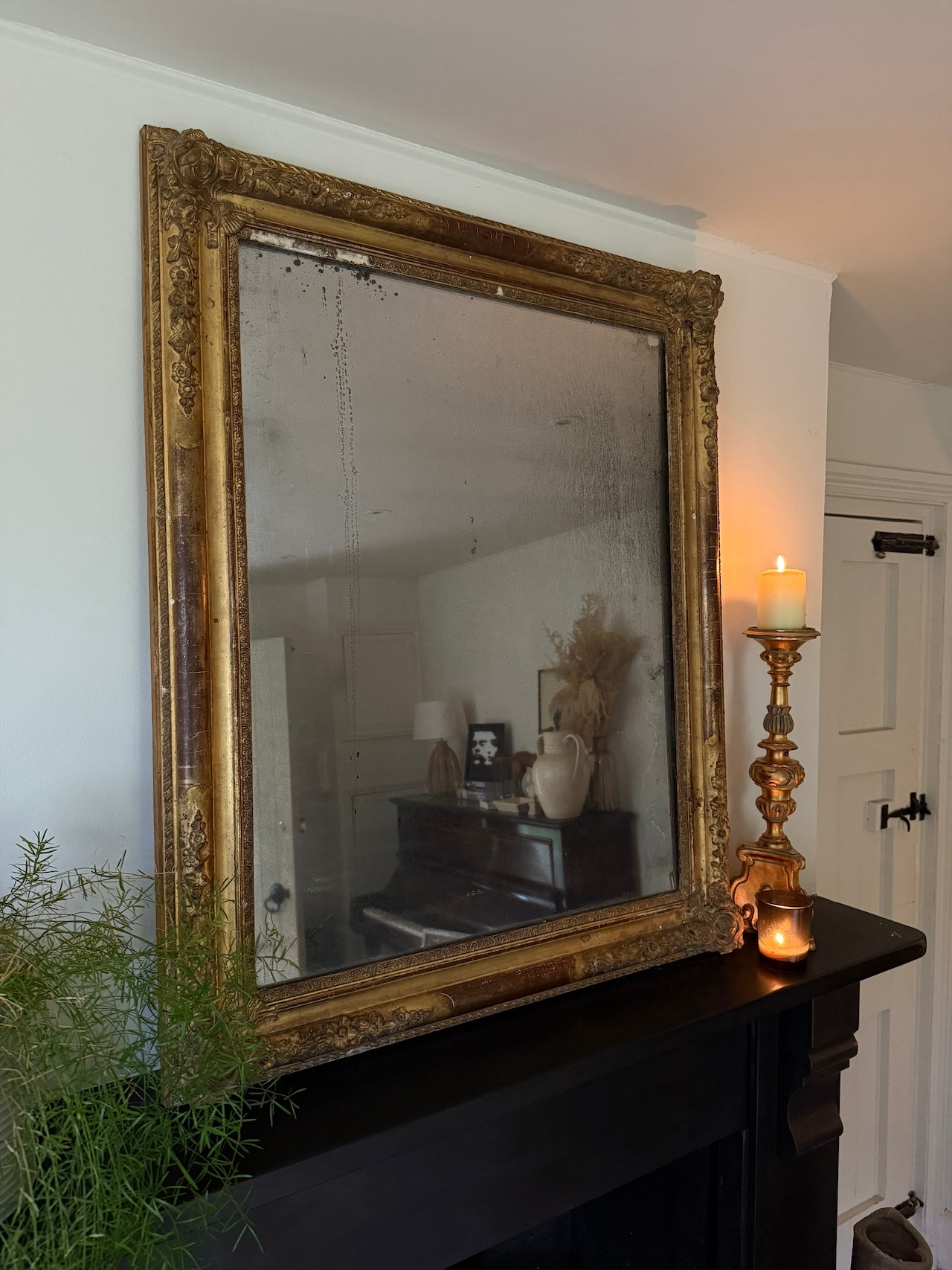 Large Foxed French gilt mirror