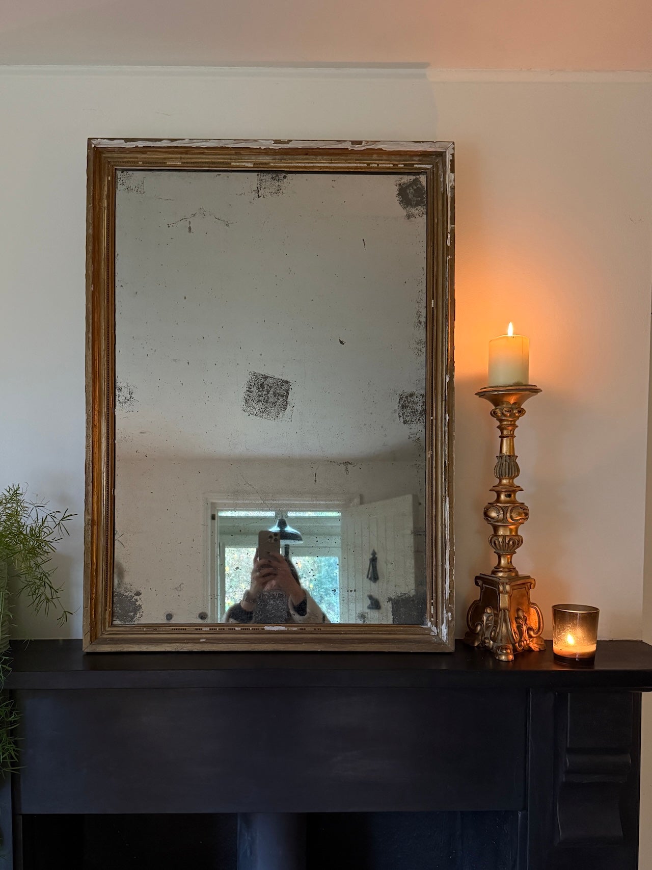 Foxed French gilt mirror