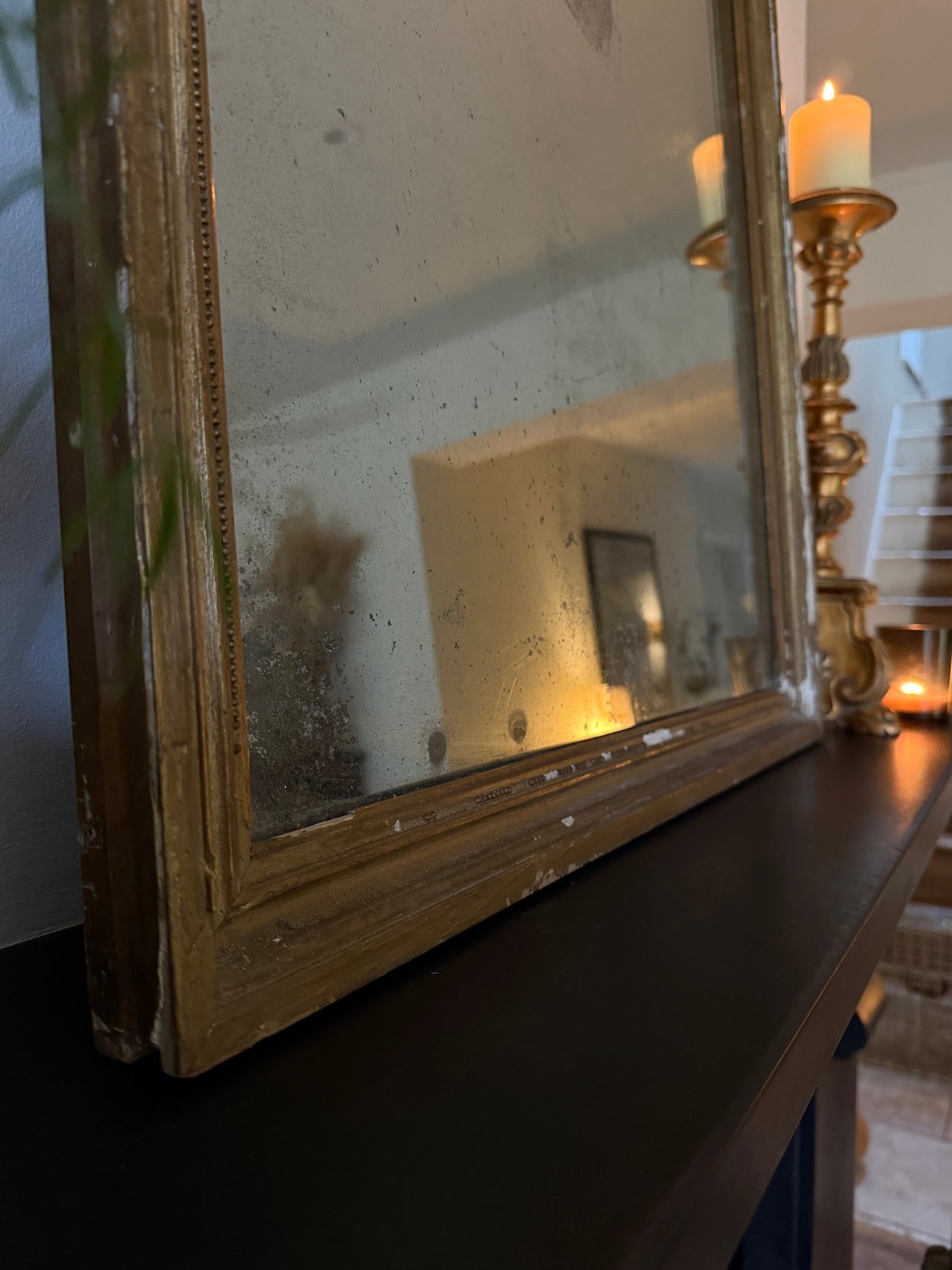 Foxed French gilt mirror
