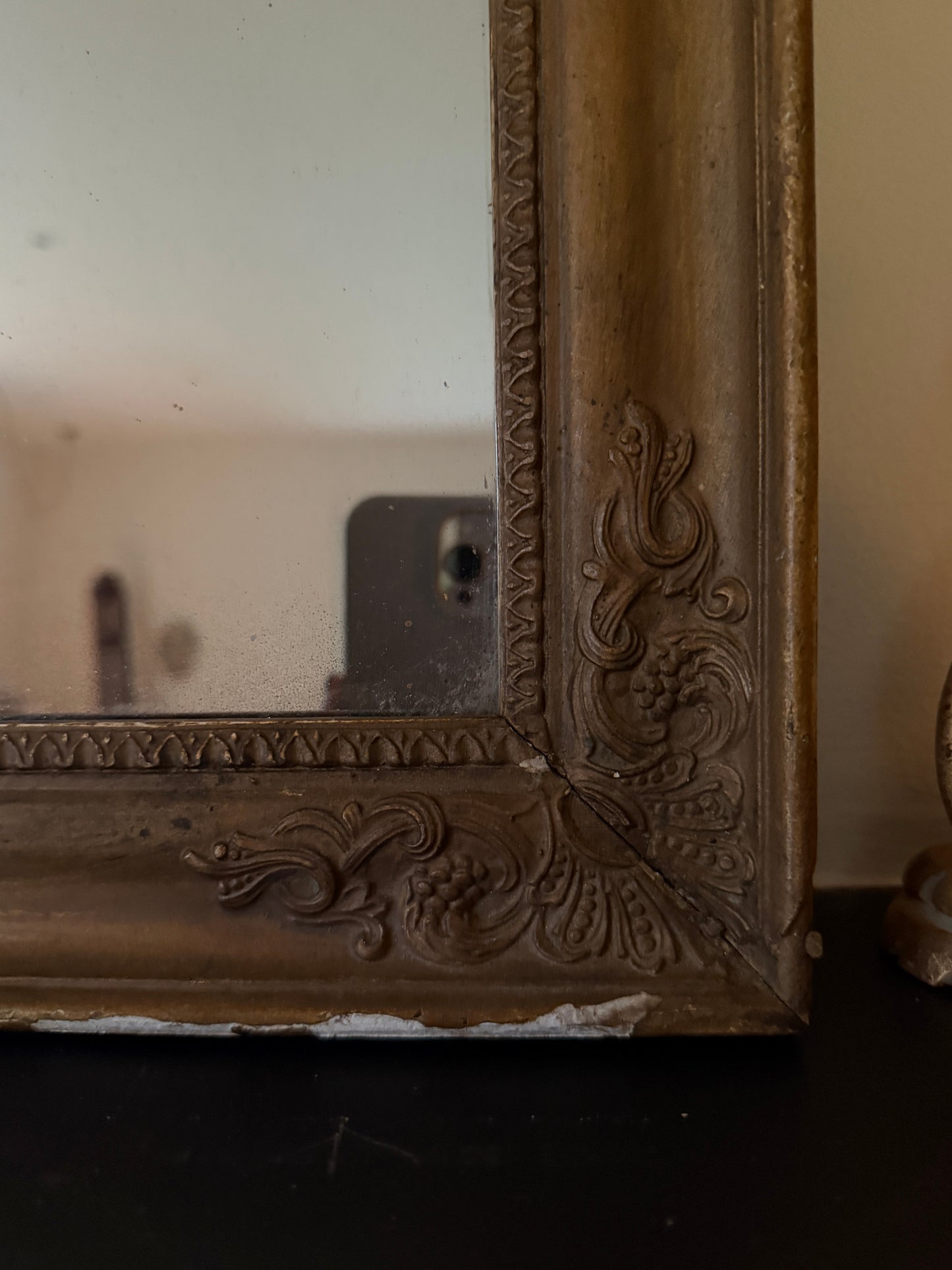 Pretty French dark gilt mirror