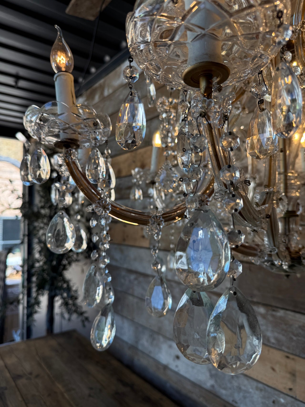 Large vintage crystal chandelier