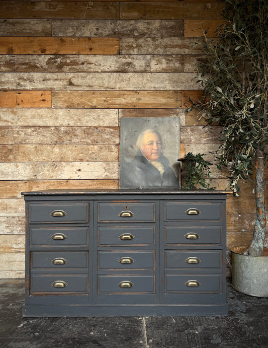 Rustic painted bank of drawers