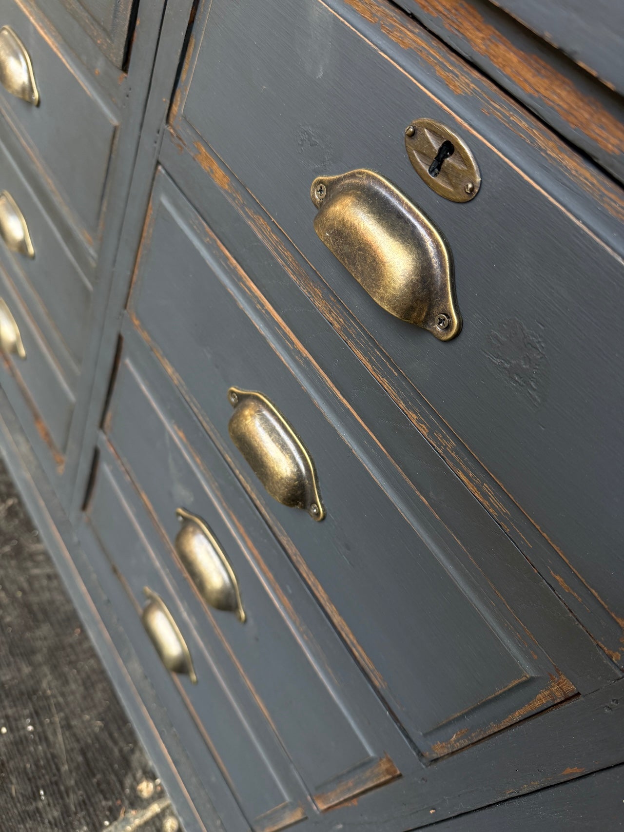 Rustic painted bank of drawers