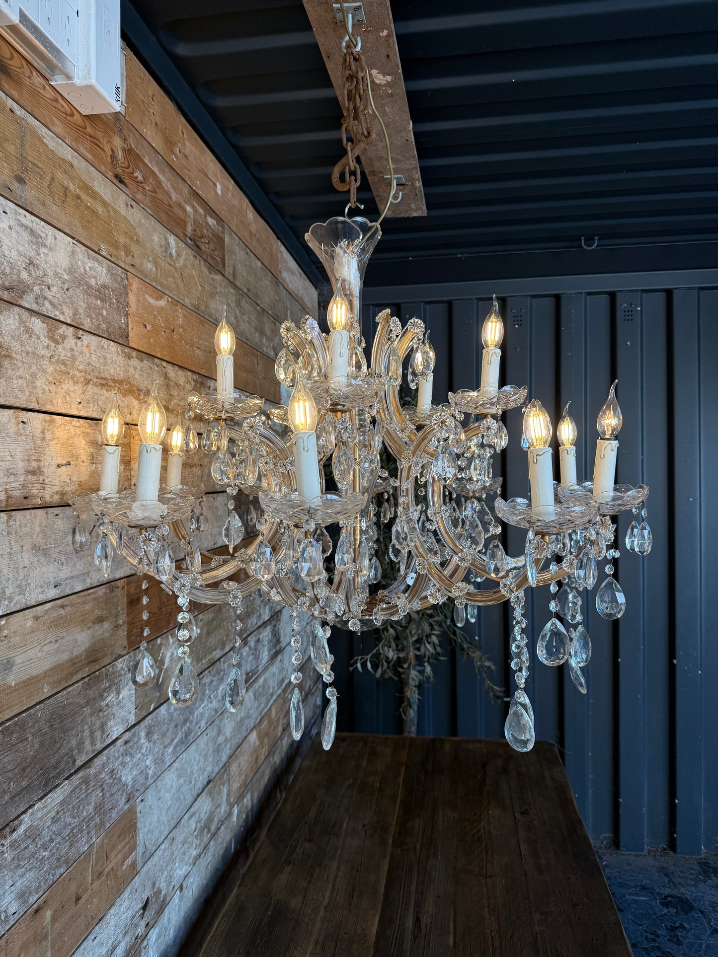 Large vintage crystal chandelier