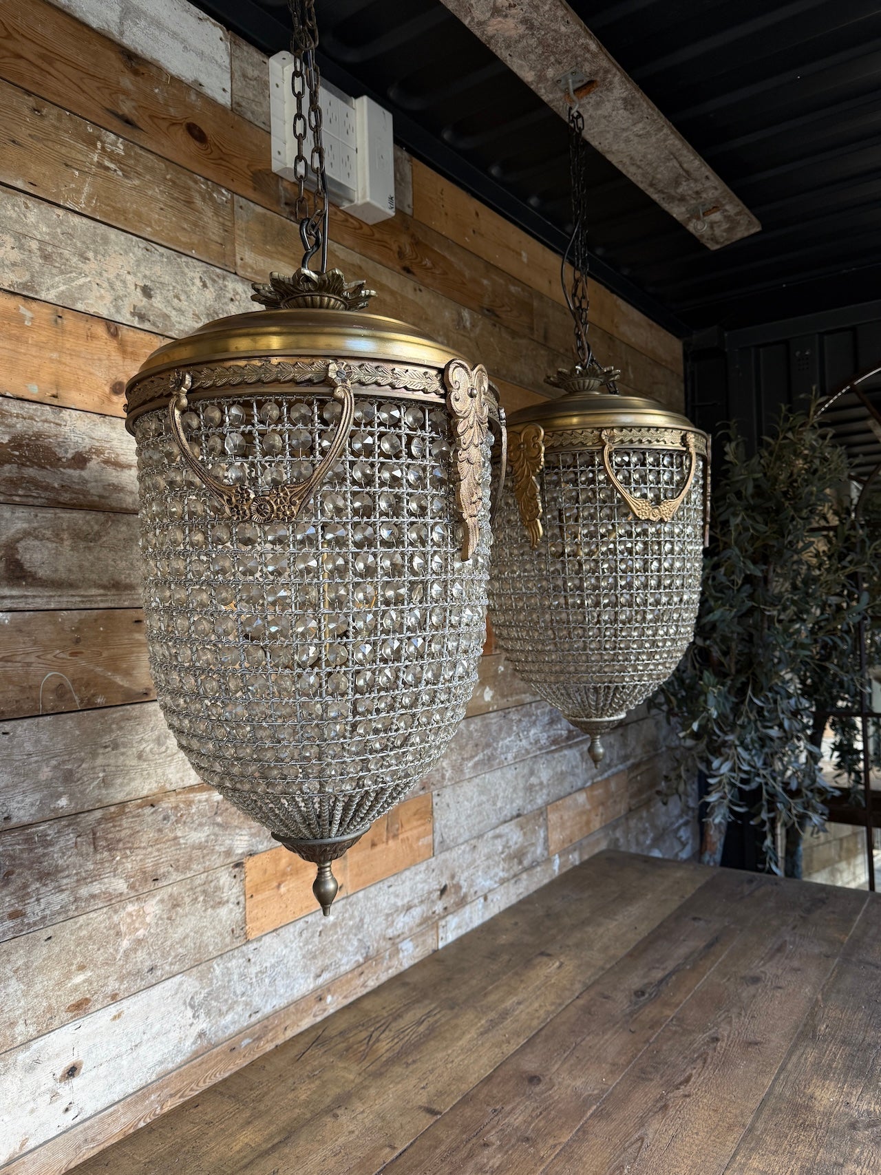 Matching pair of large acorn chandeliers