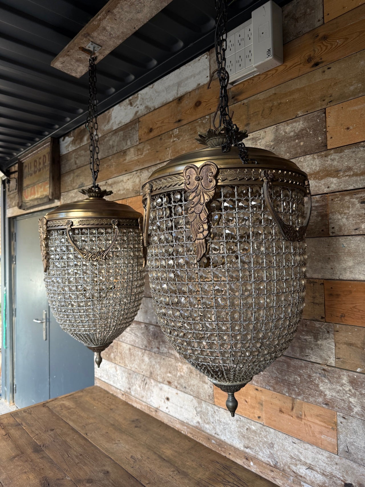 Matching pair of large acorn chandeliers