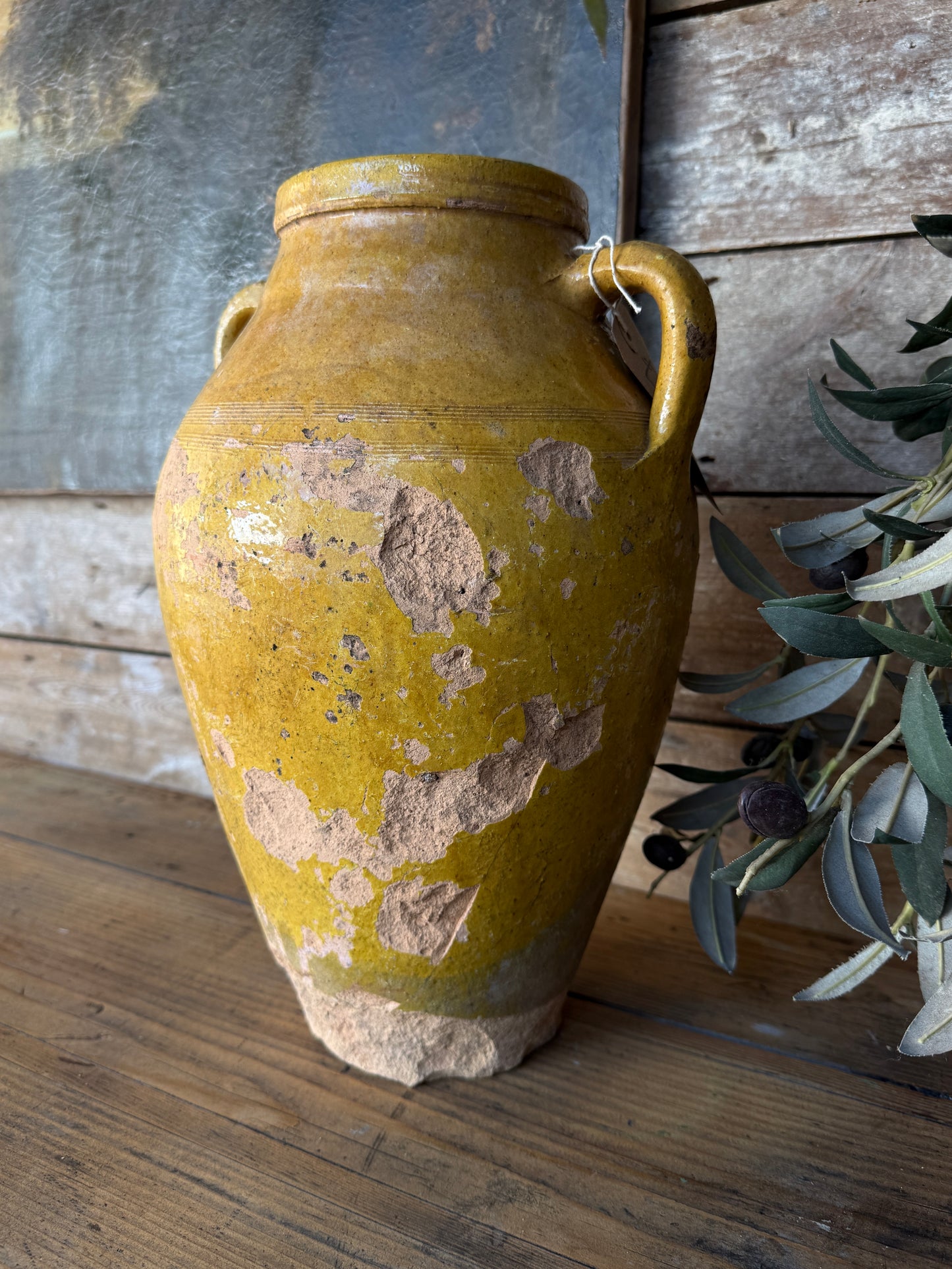 Yellow glazed confit jar / vase