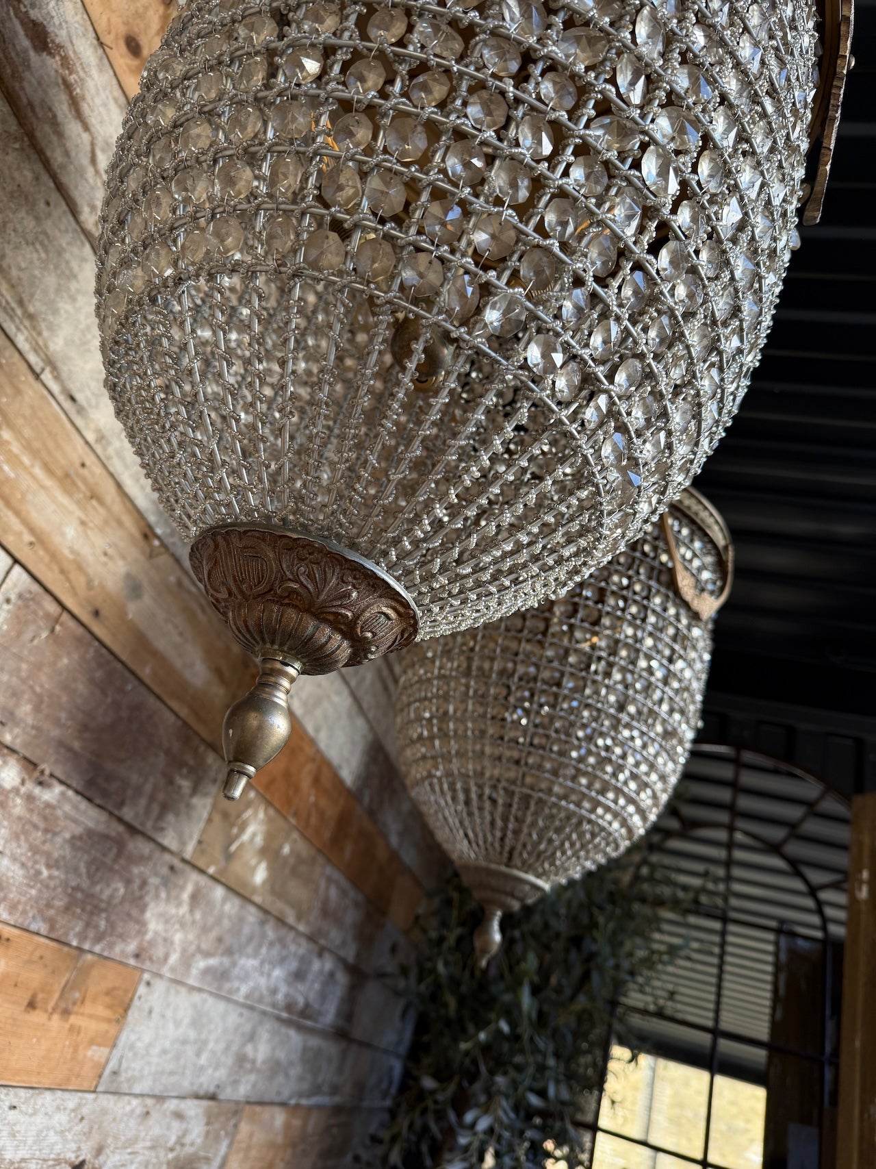Matching pair of large acorn chandeliers