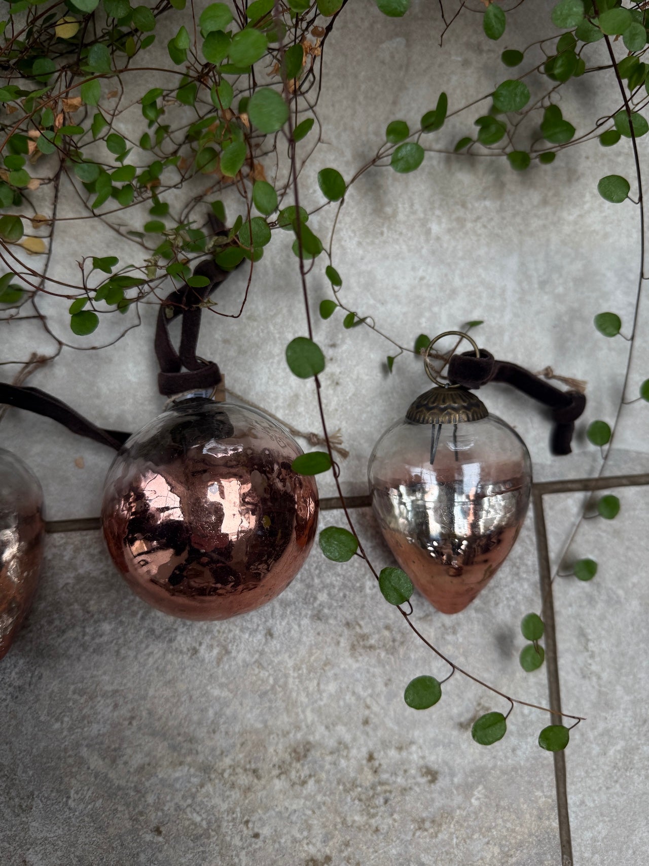 Set of 7 Nkuku Nevasa copper baubles