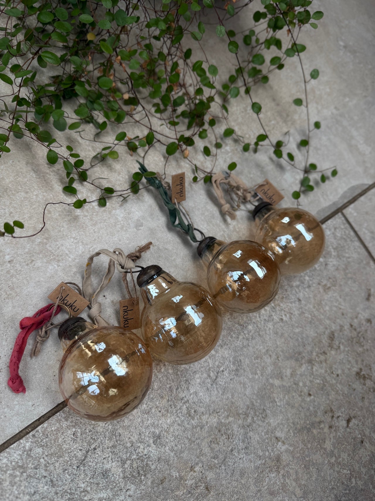Set of 4 Nkuku glass baubles
