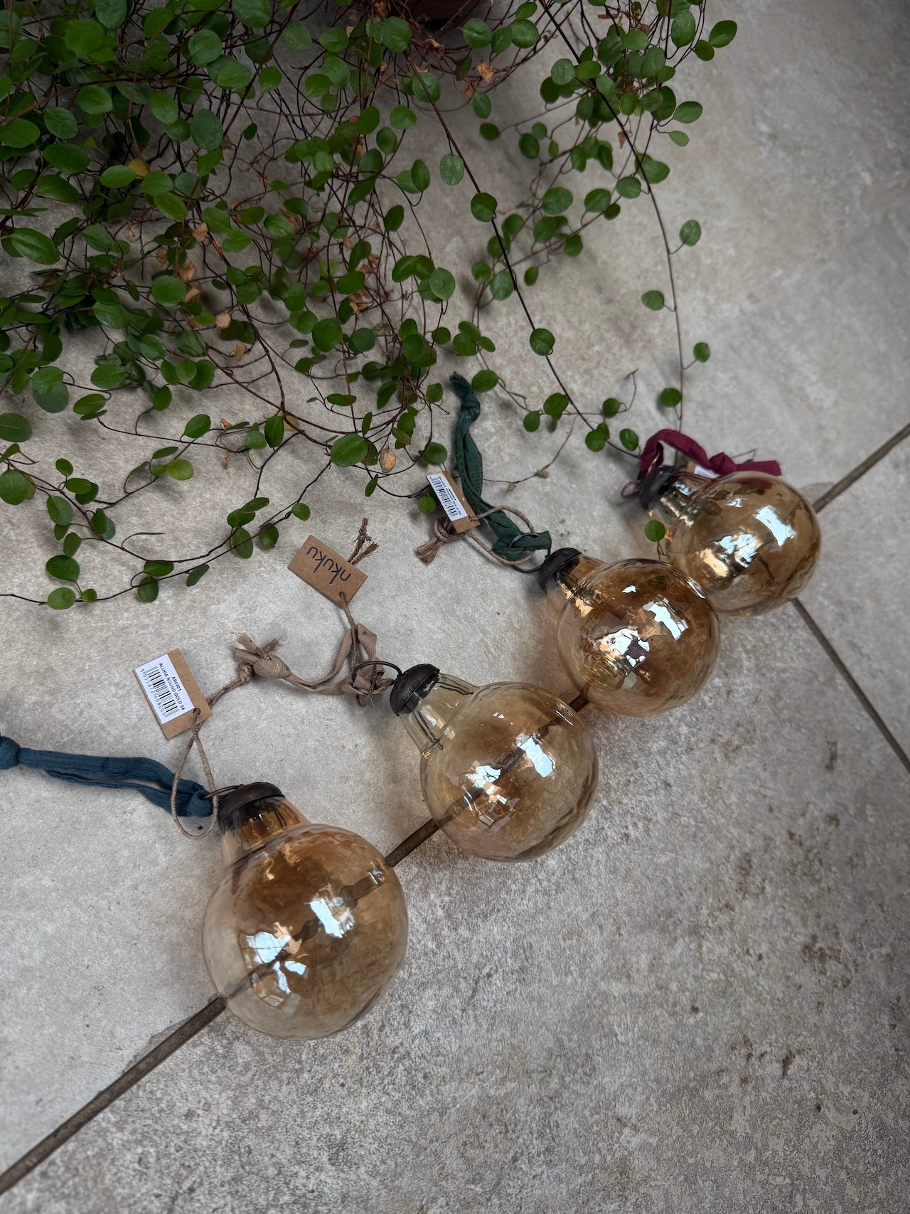 Set of 4 Nkuku glass baubles