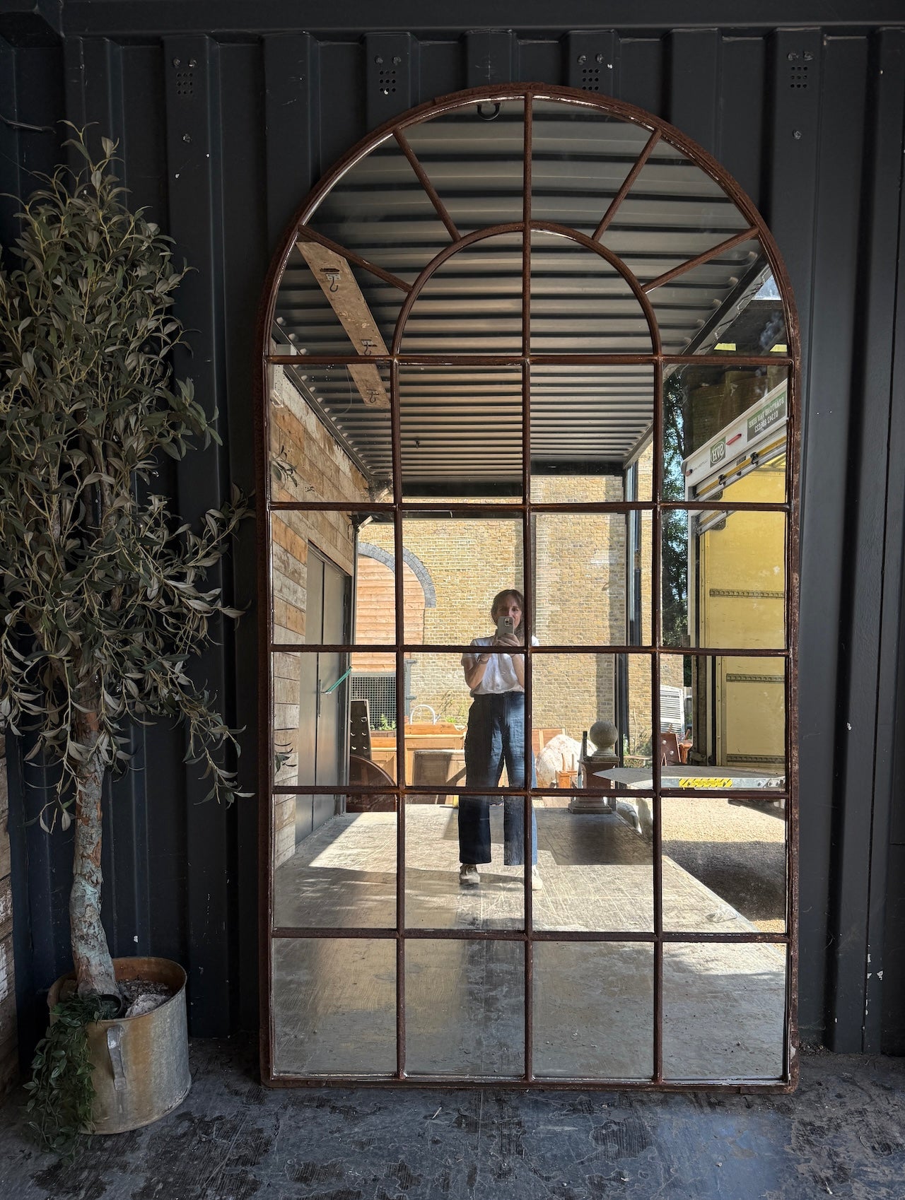 Industrial crittall mirrored window frame