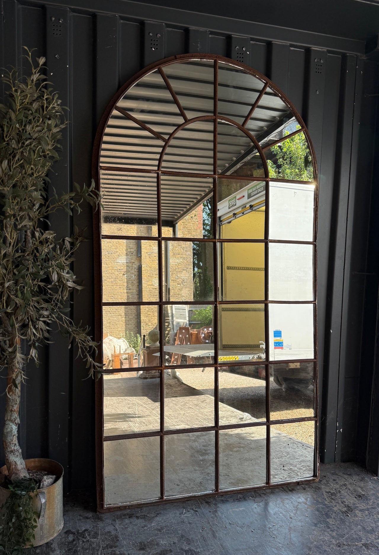 Industrial crittall mirrored window frame