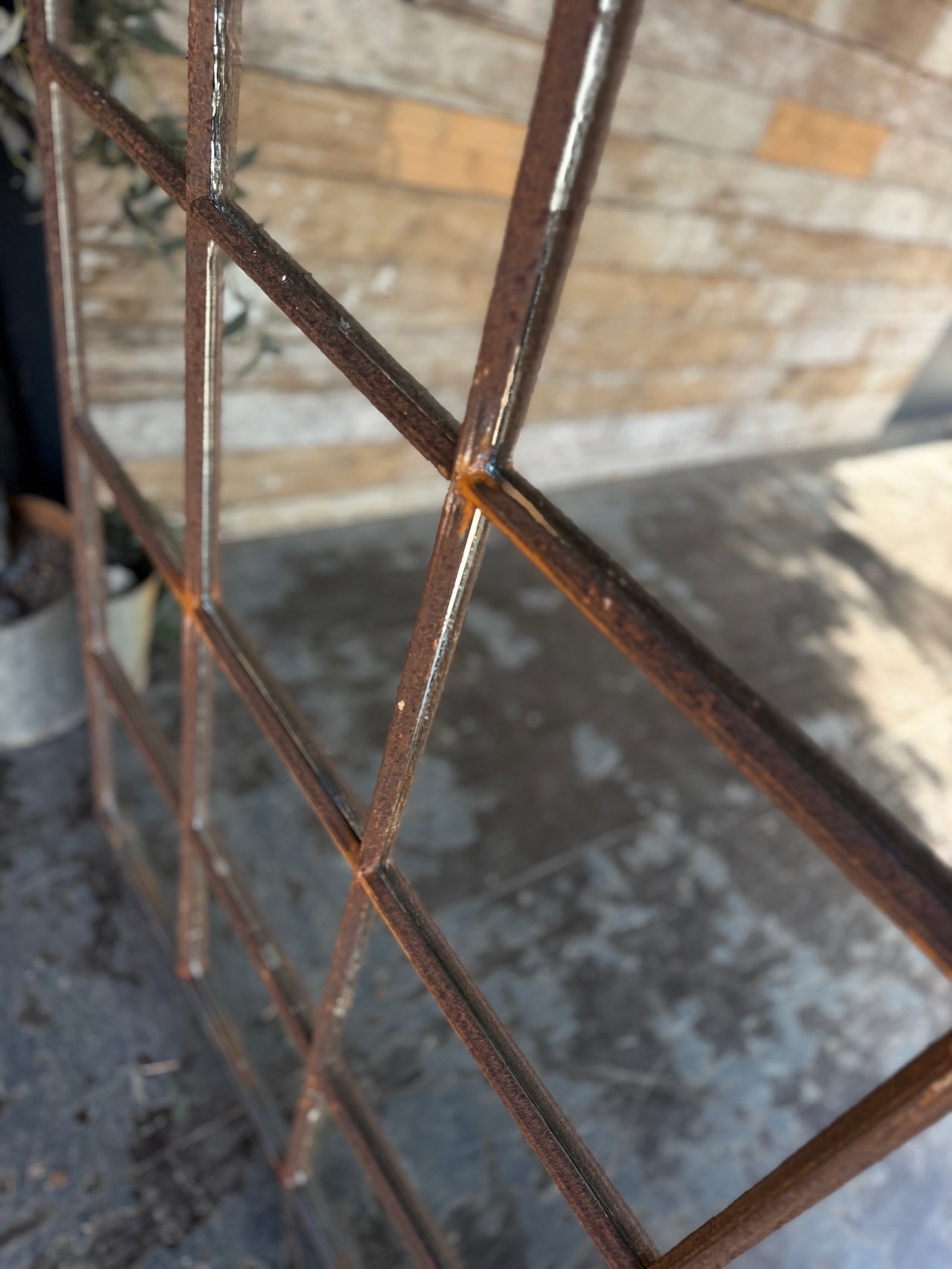 Industrial crittall mirrored window frame