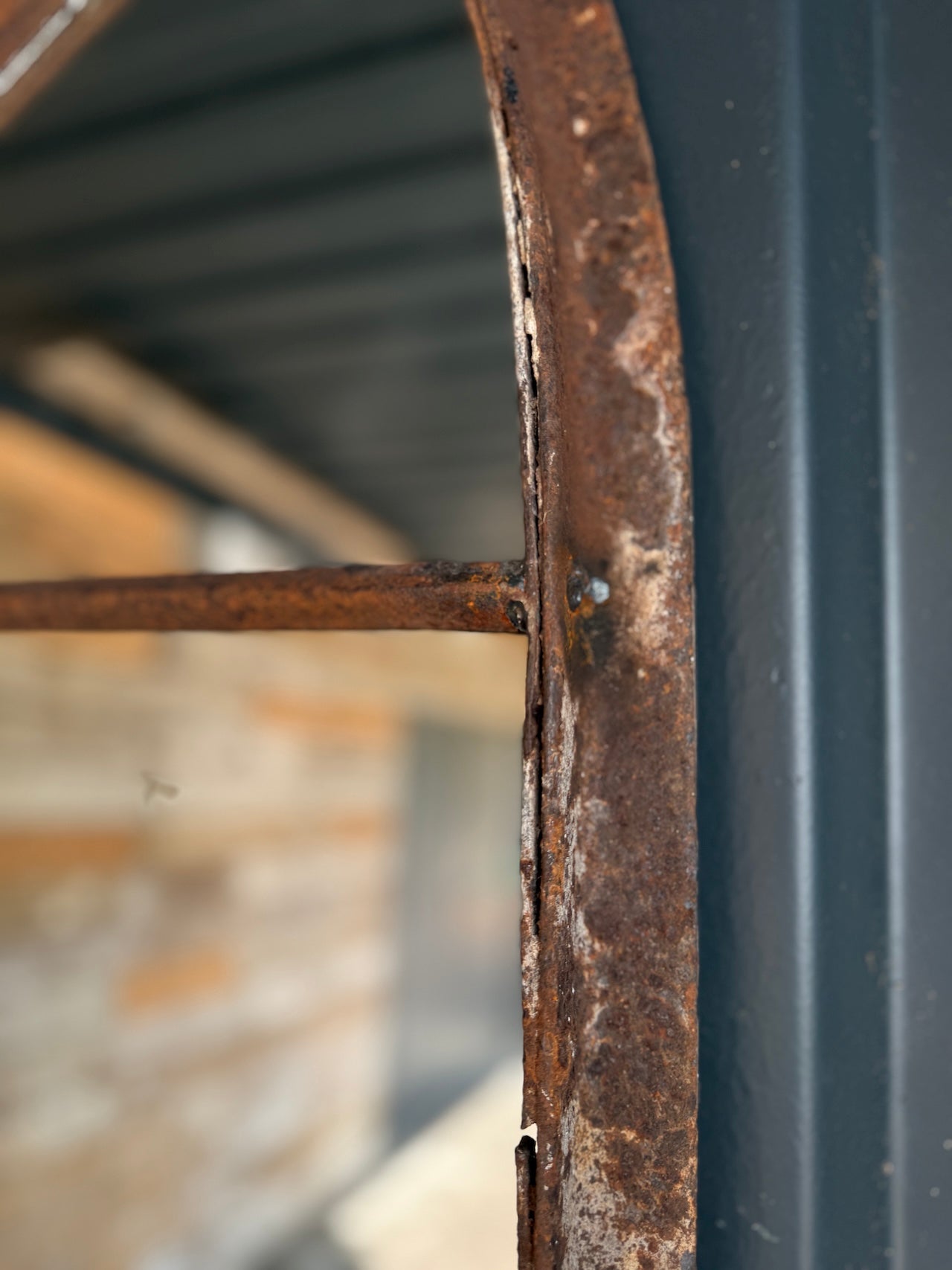 Industrial crittall mirrored window frame