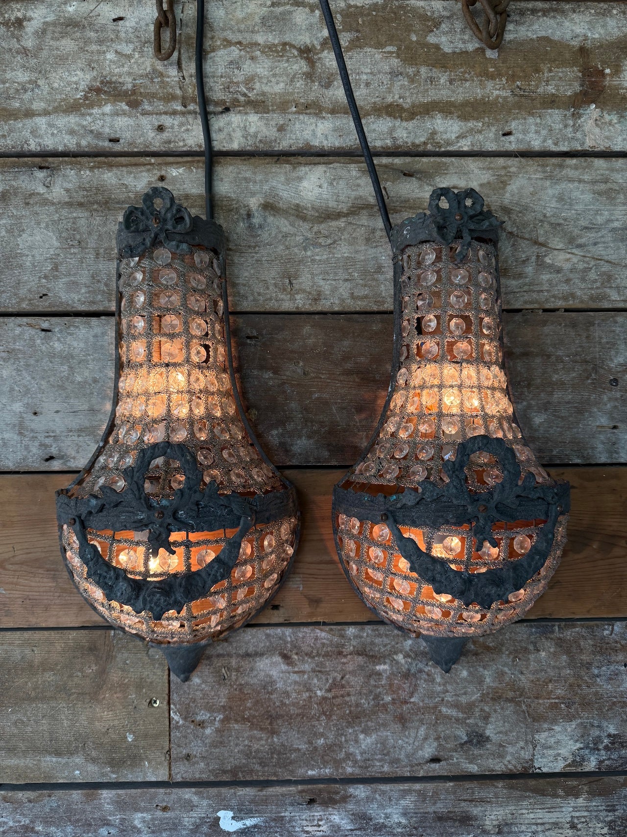 Pair of chandelier wall lights