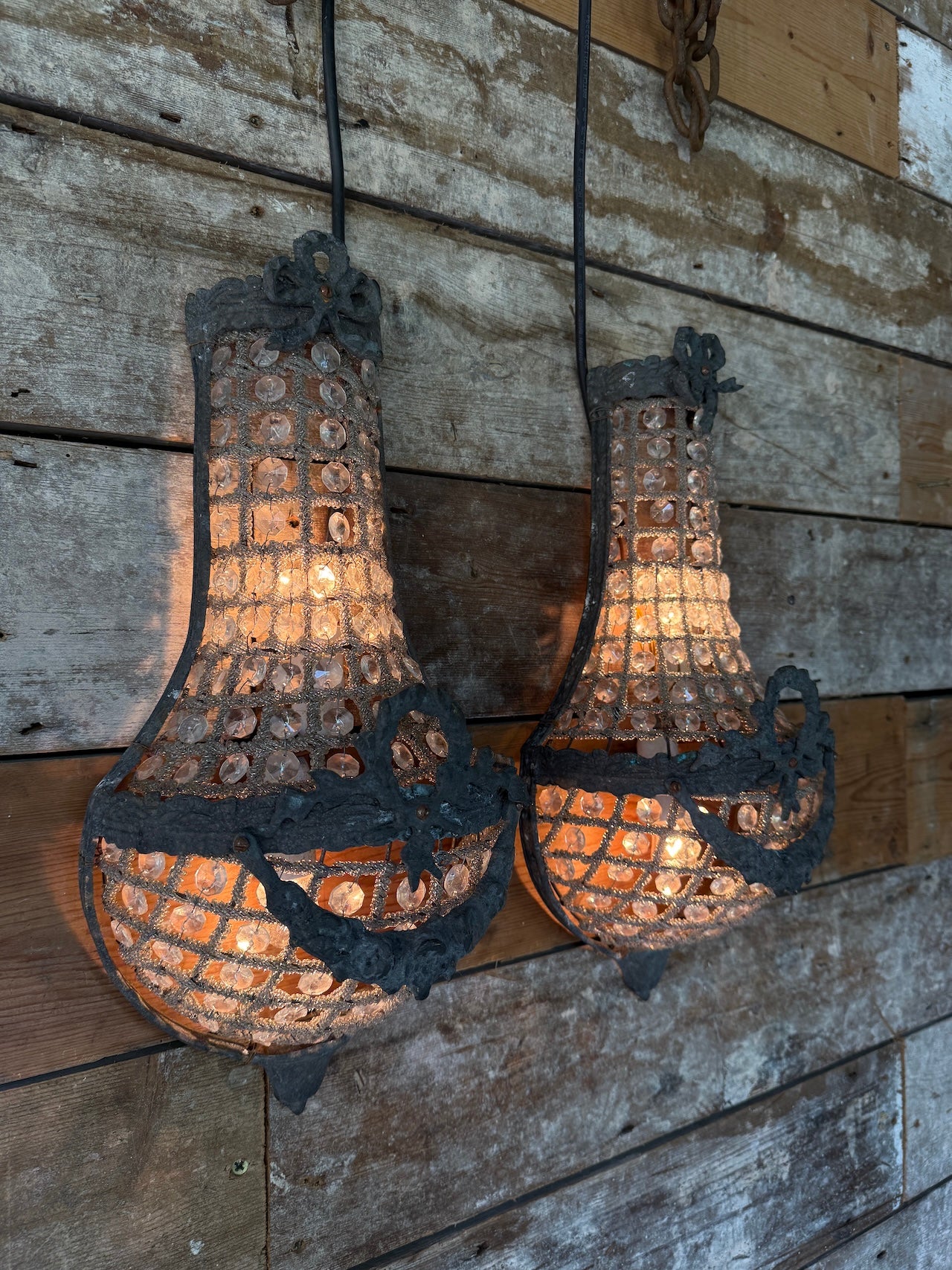 Pair of chandelier wall lights
