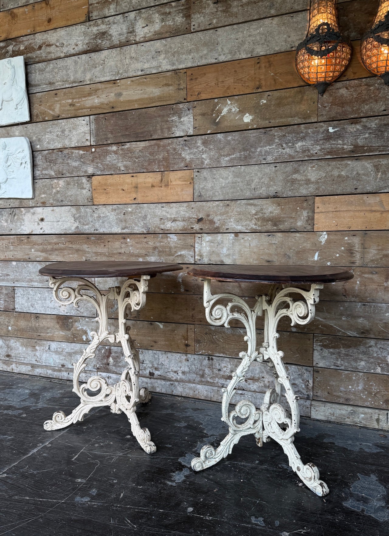Pair of cast iron occasional tables