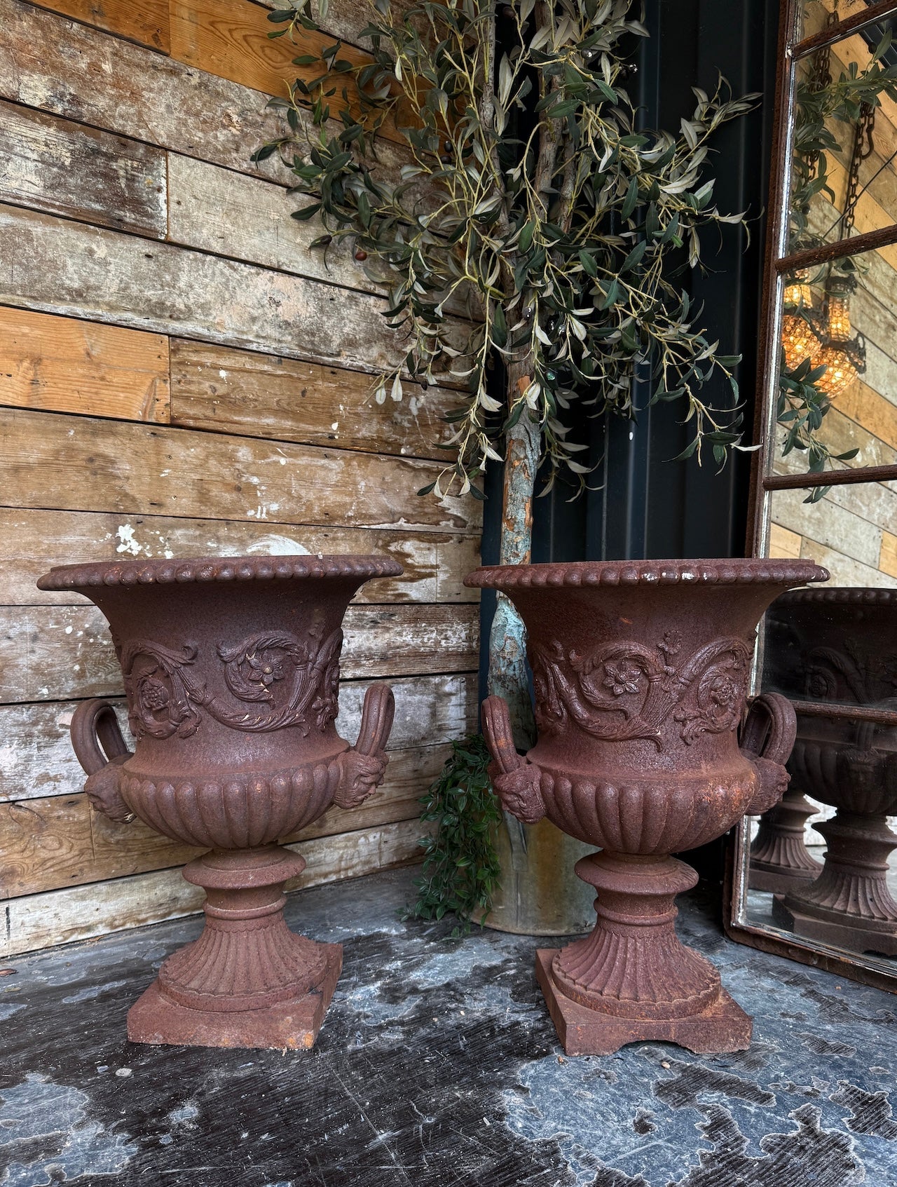 19th Century cast iron French Neoclassical urns