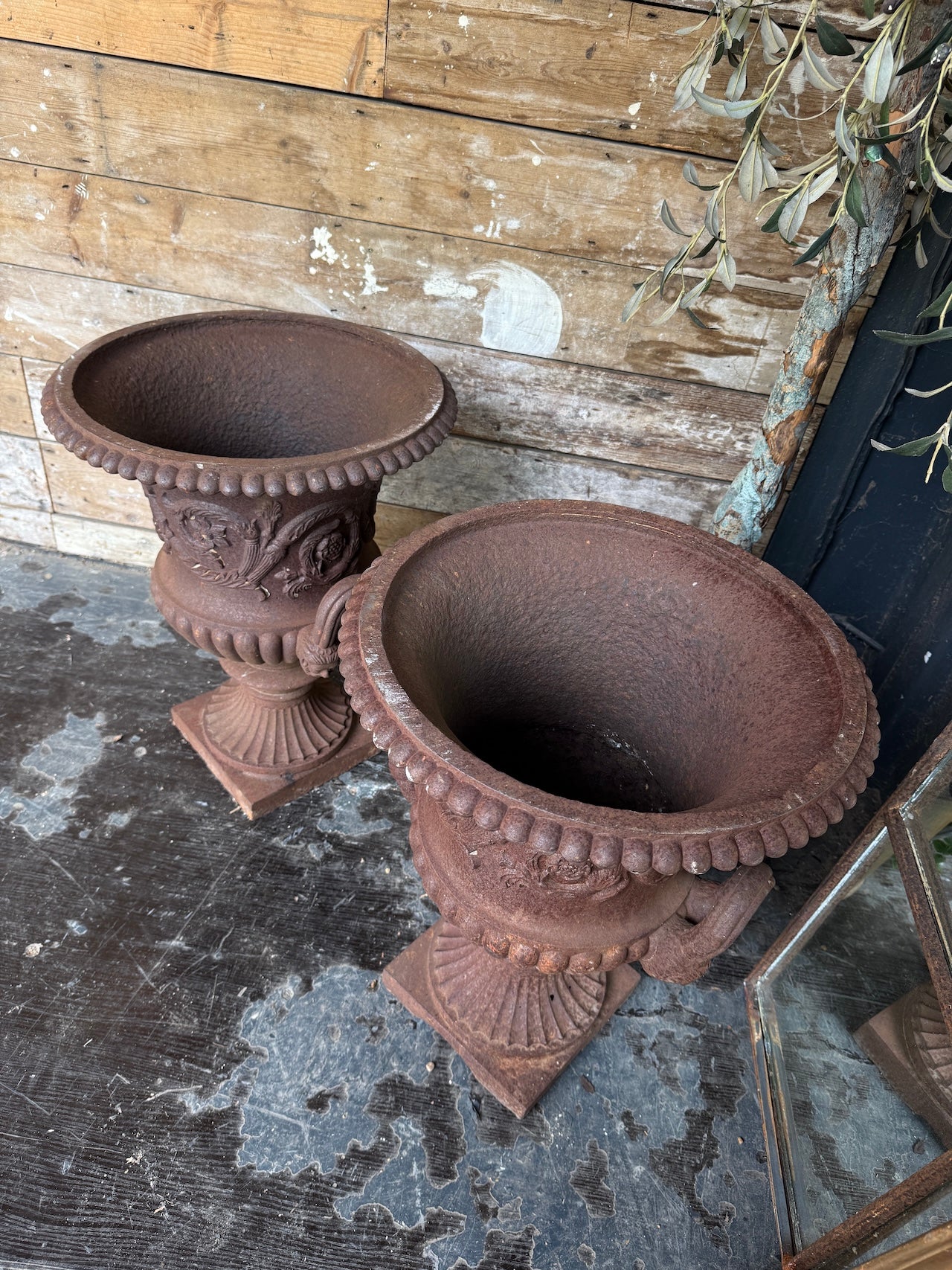 19th Century cast iron French Neoclassical urns