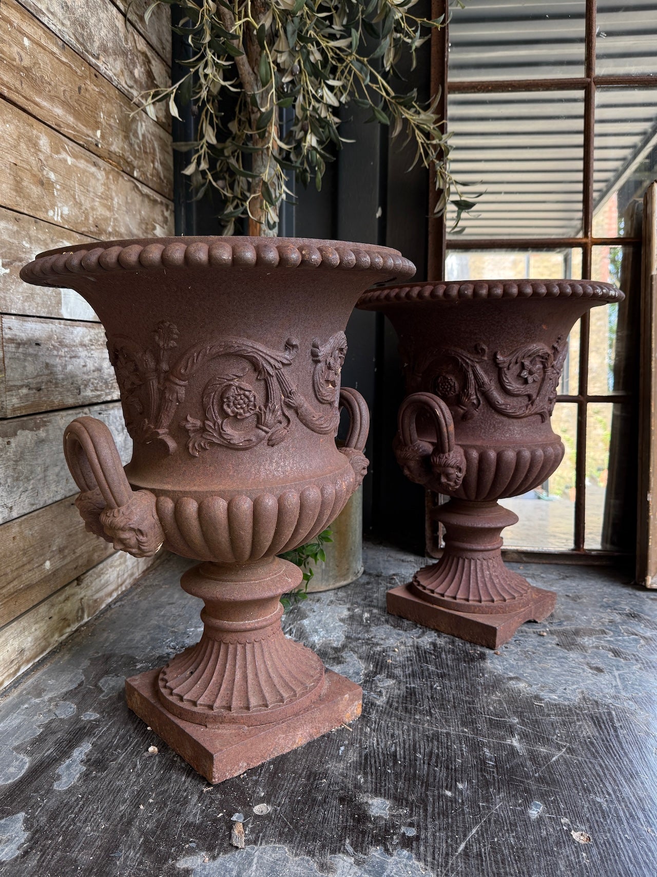 19th Century cast iron French Neoclassical urns