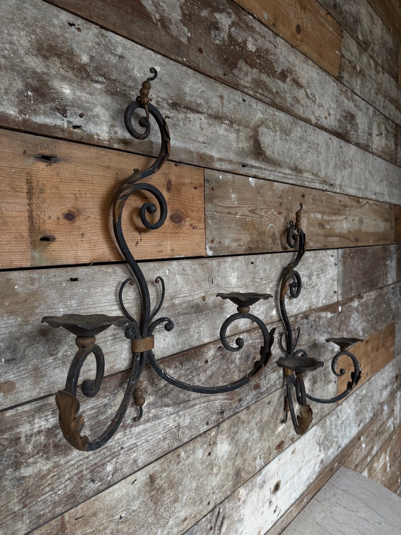 Pair of rustic wall sconces
