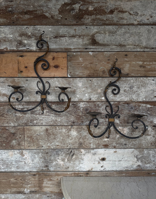 Pair of rustic wall sconces