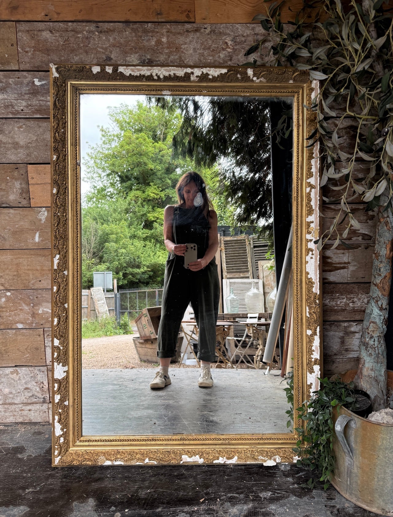 Large Distressed French gilt mirror