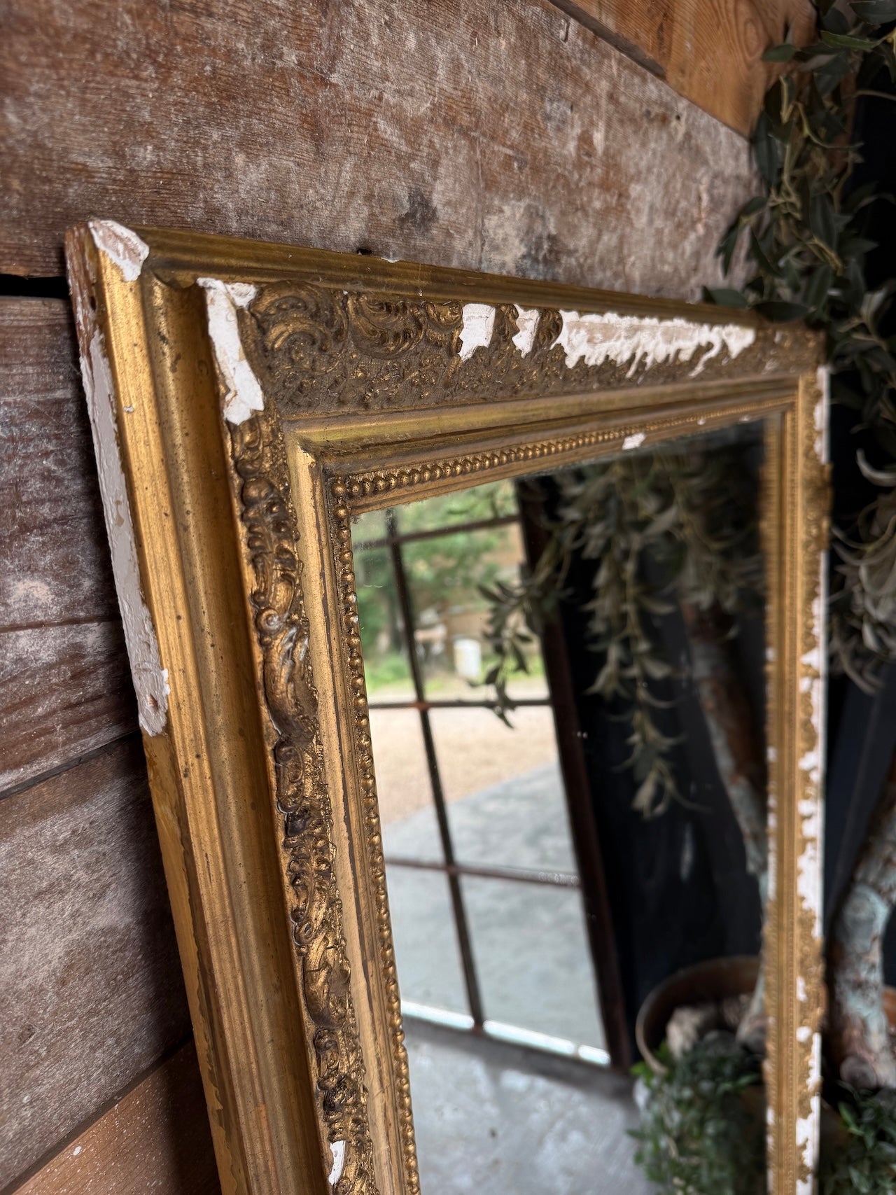 Large Distressed French gilt mirror