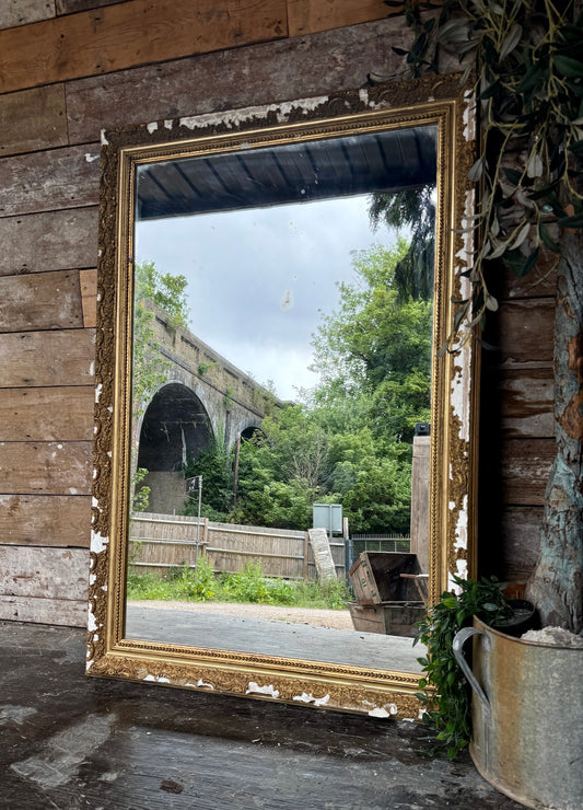 Large Distressed French gilt mirror