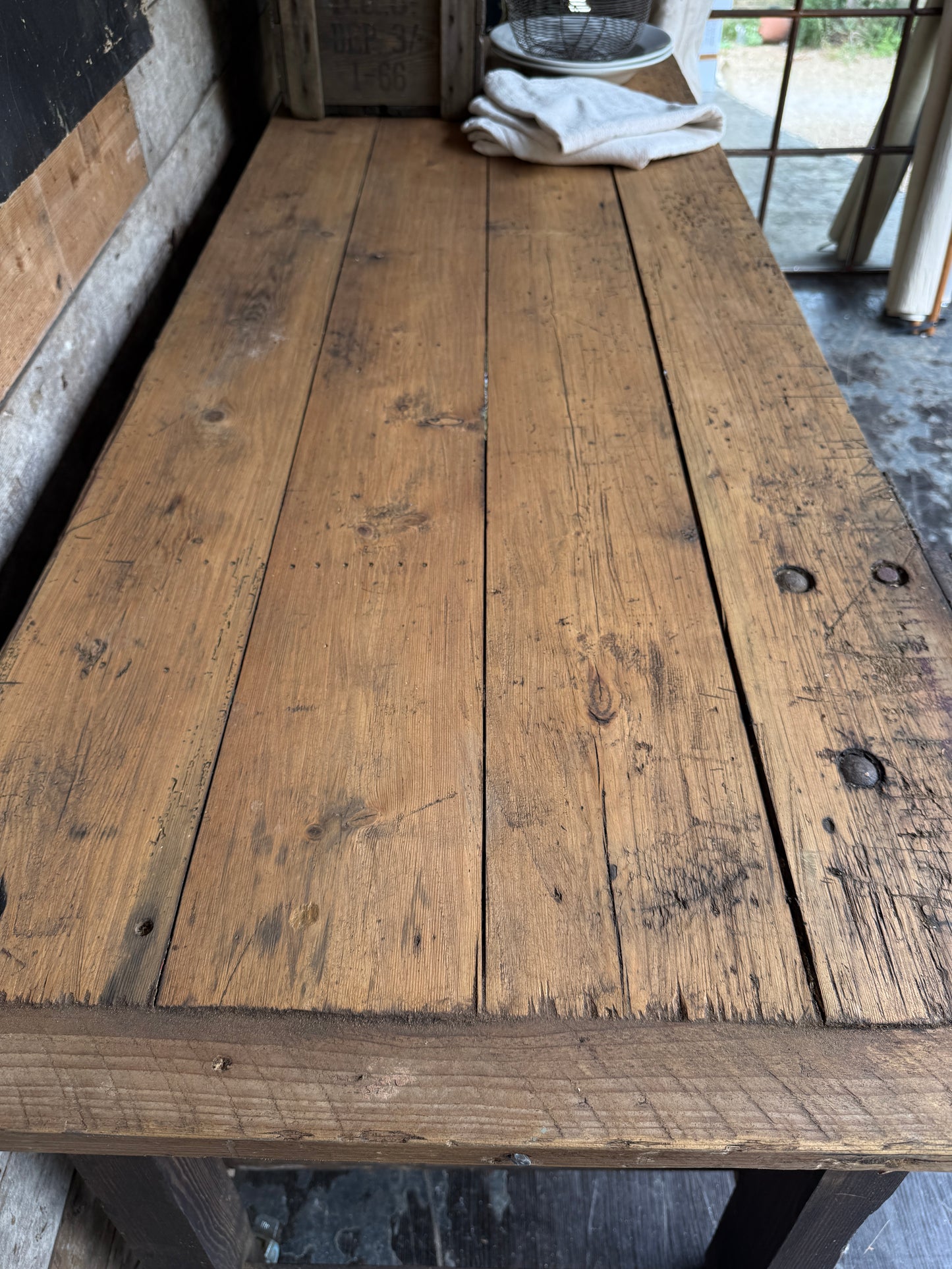 Large industrial workbench kitchen island
