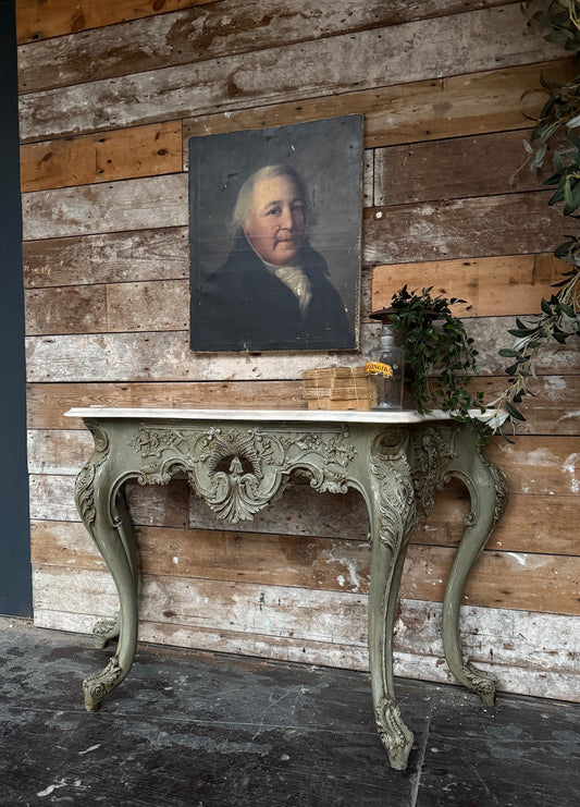 Decorative French marble topped console table