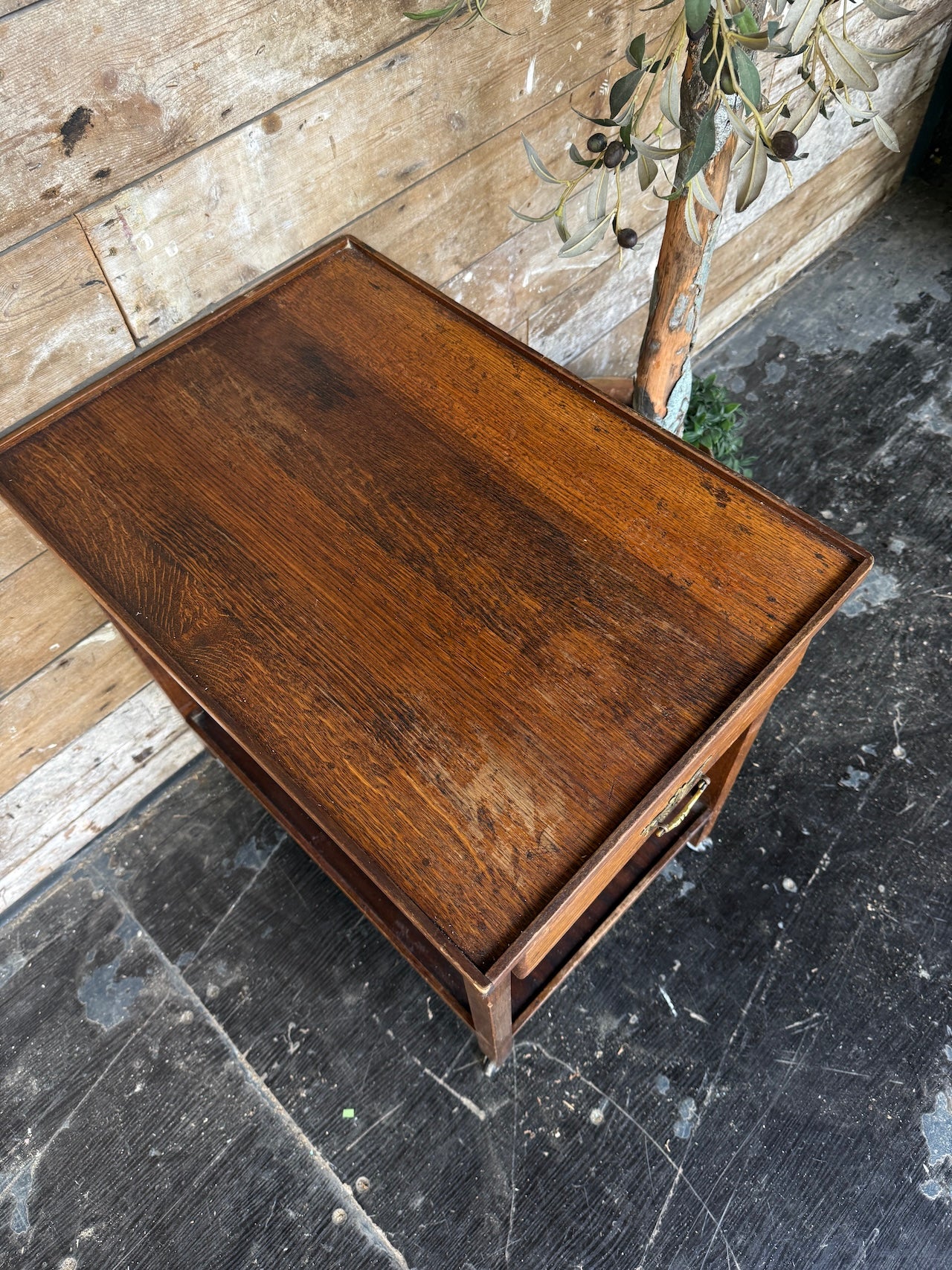 Oak drinks trolley / side table