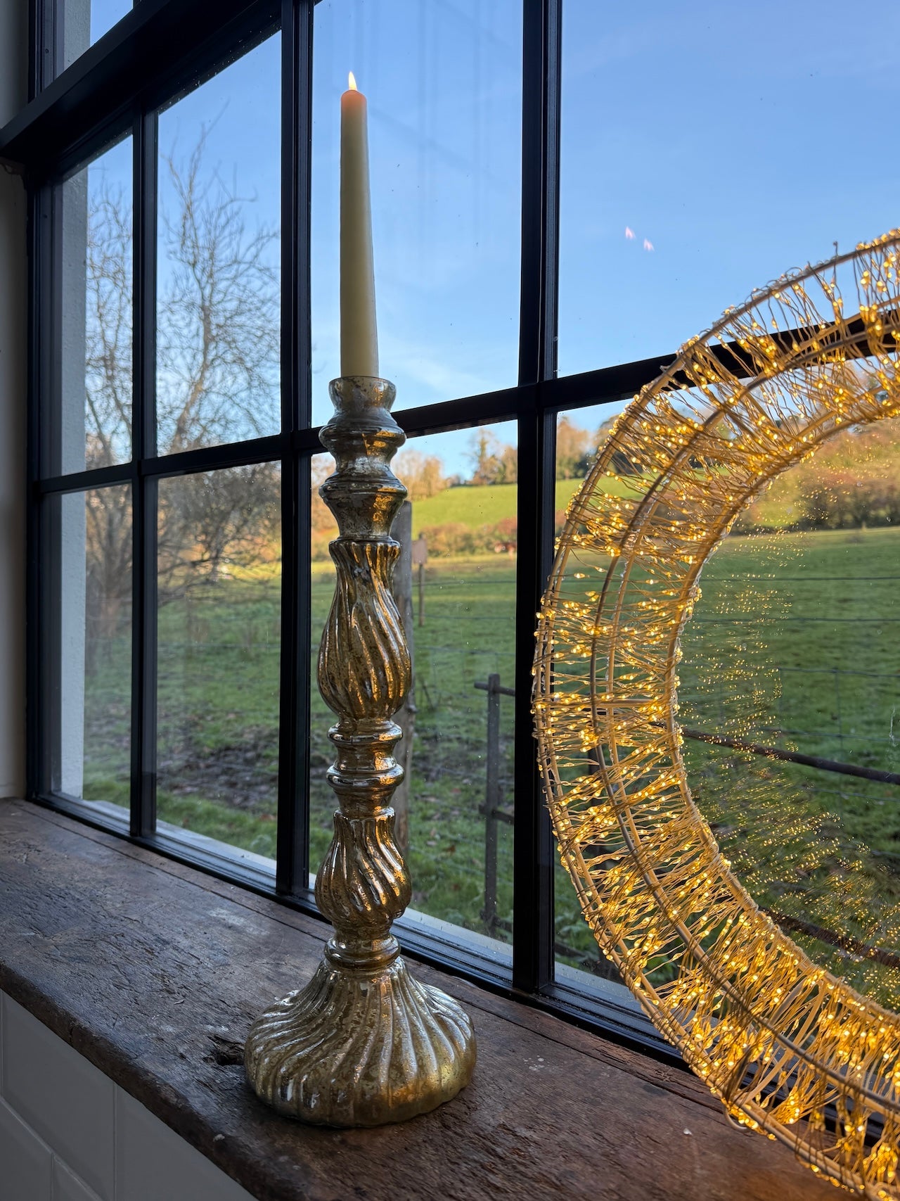 Mercury glass candlestick