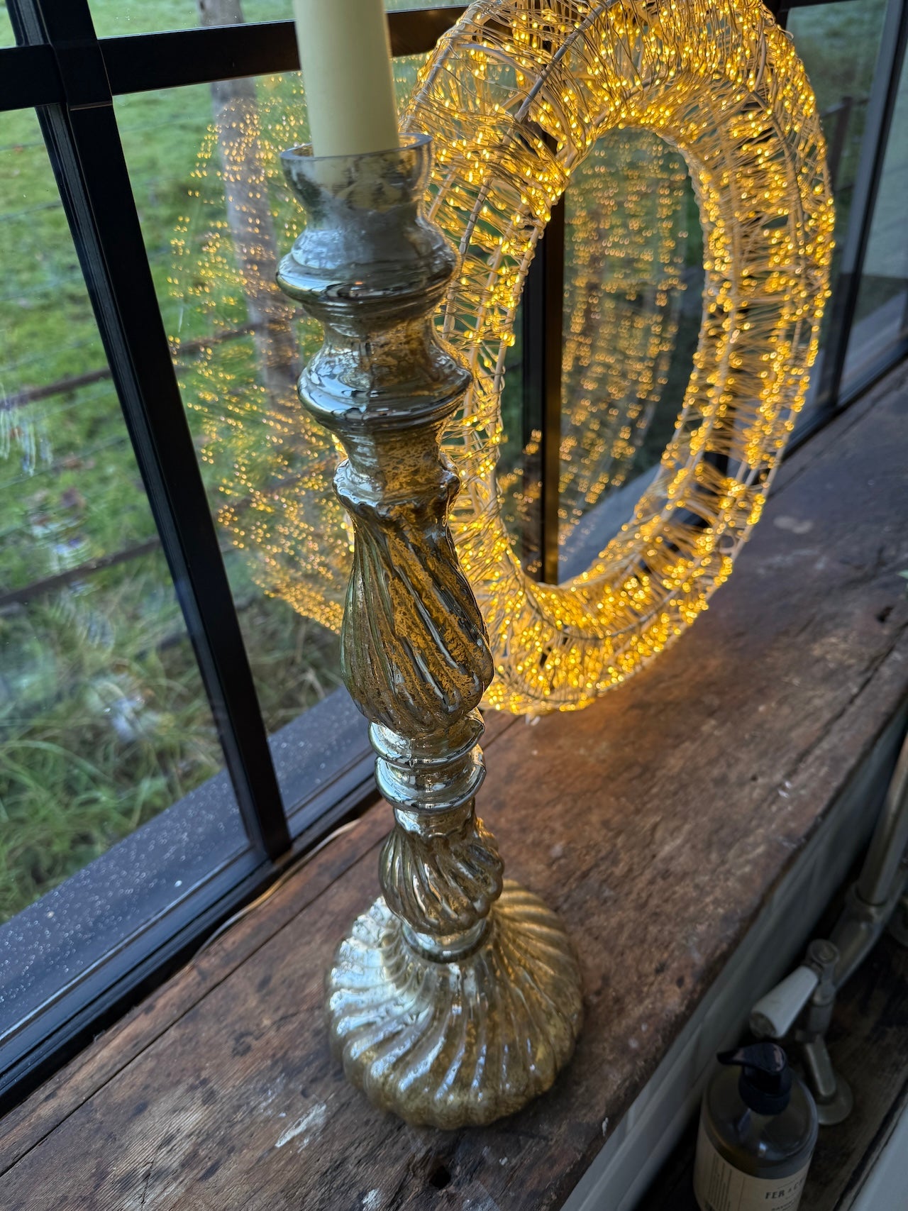 Mercury glass candlestick