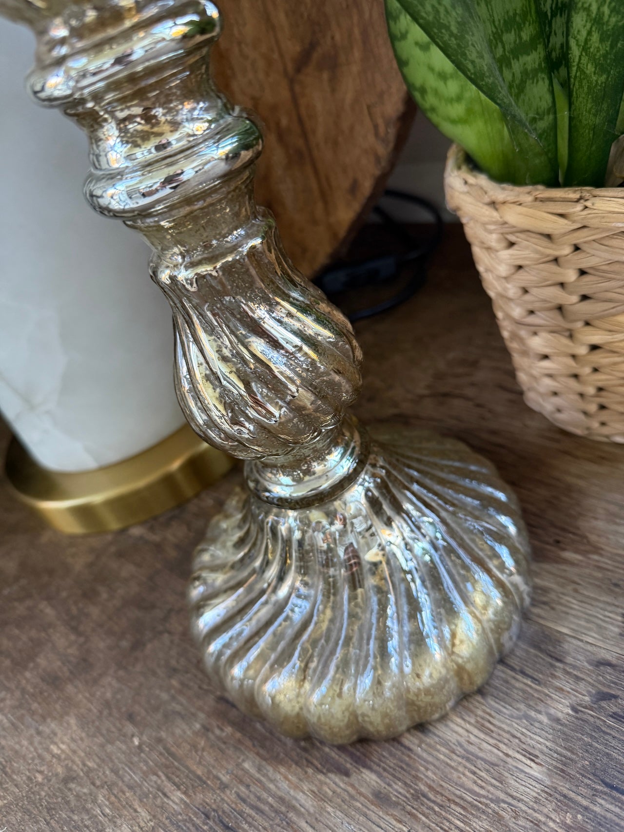 Mercury glass candlestick