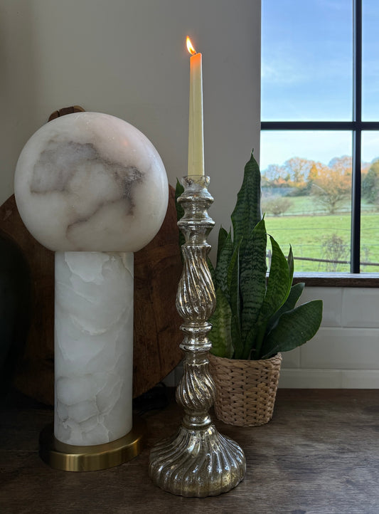Mercury glass candlestick