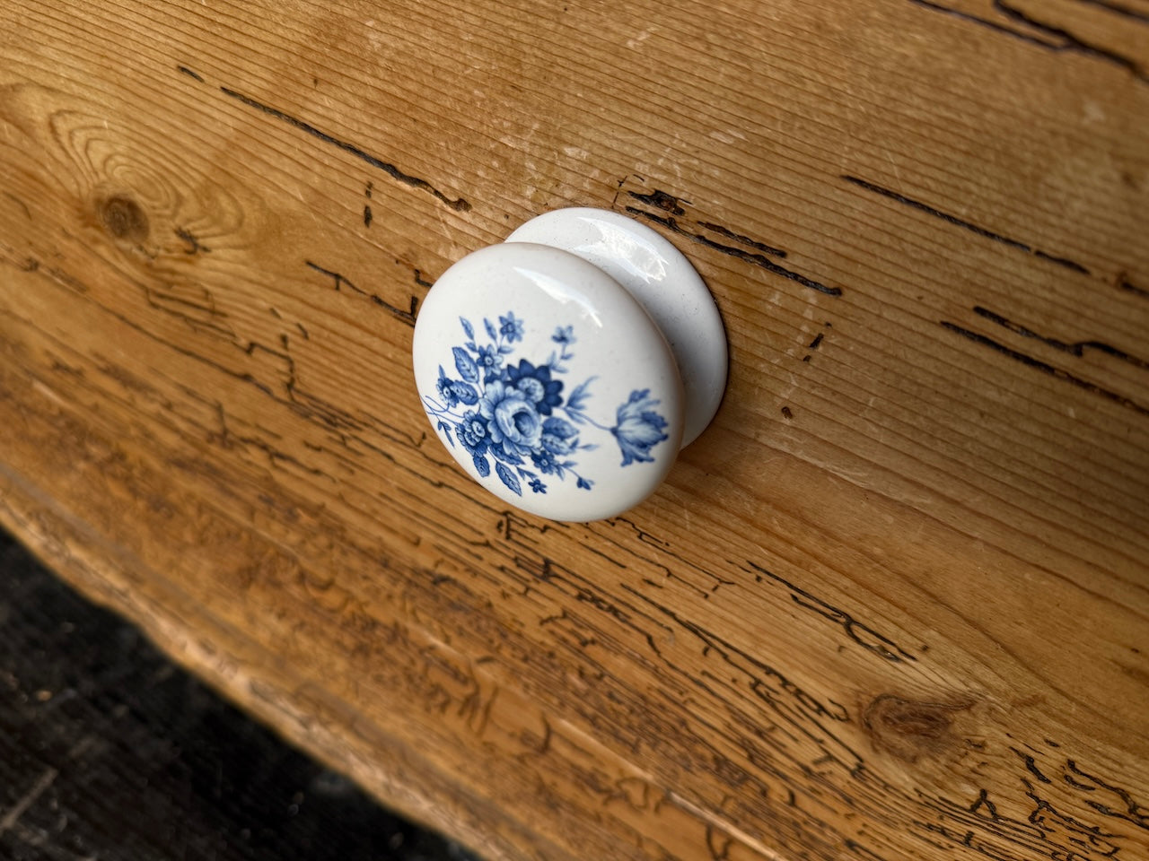 Rustic old pine child's wardrobe / cloaks cupboard