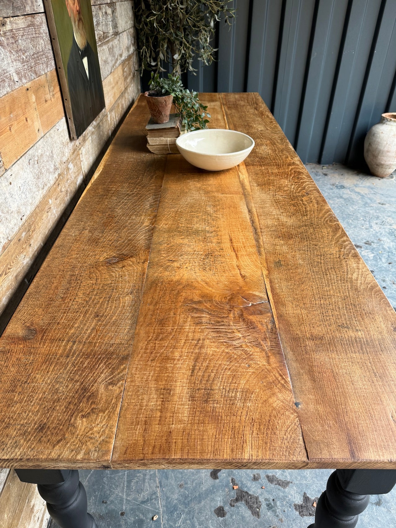 Beautiful 2.5 m reclaimed oak top table