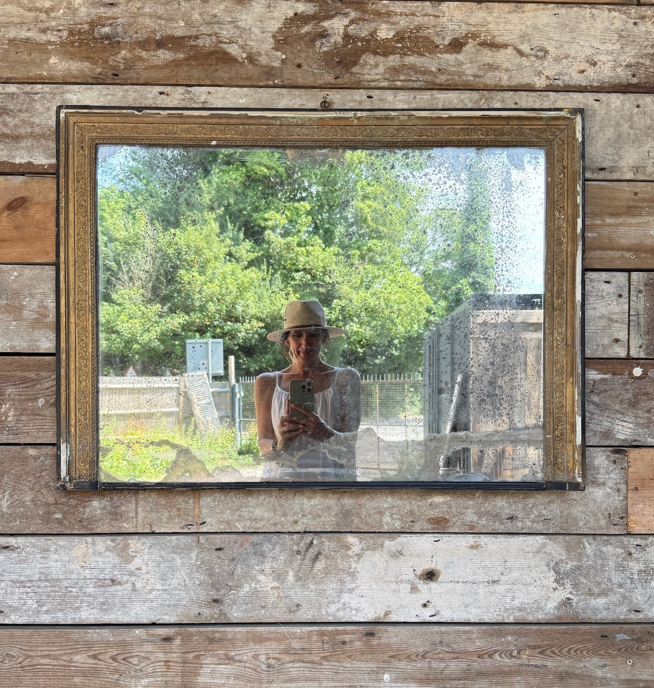 Foxed French Overmantle Mirror