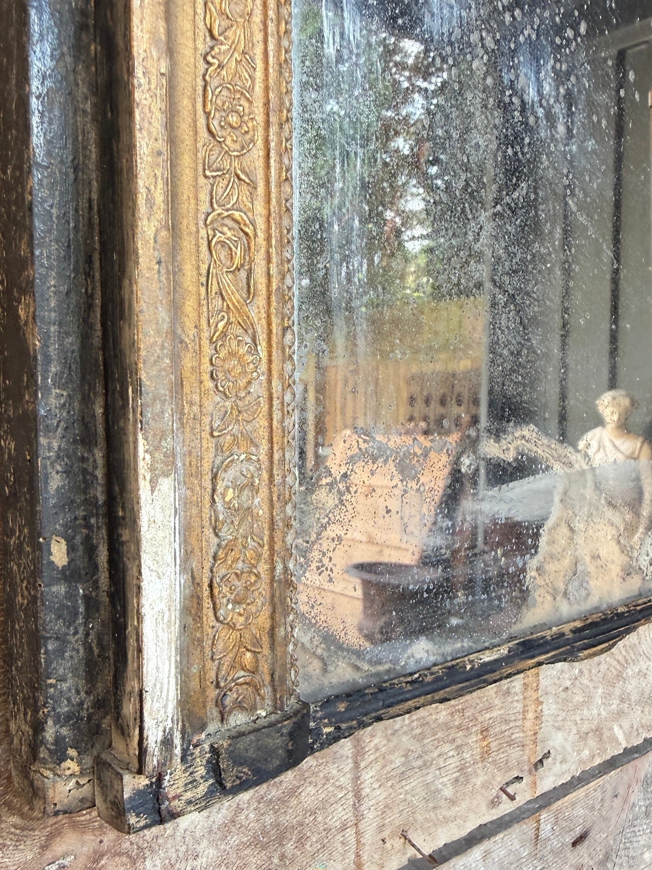 Foxed French Overmantle Mirror
