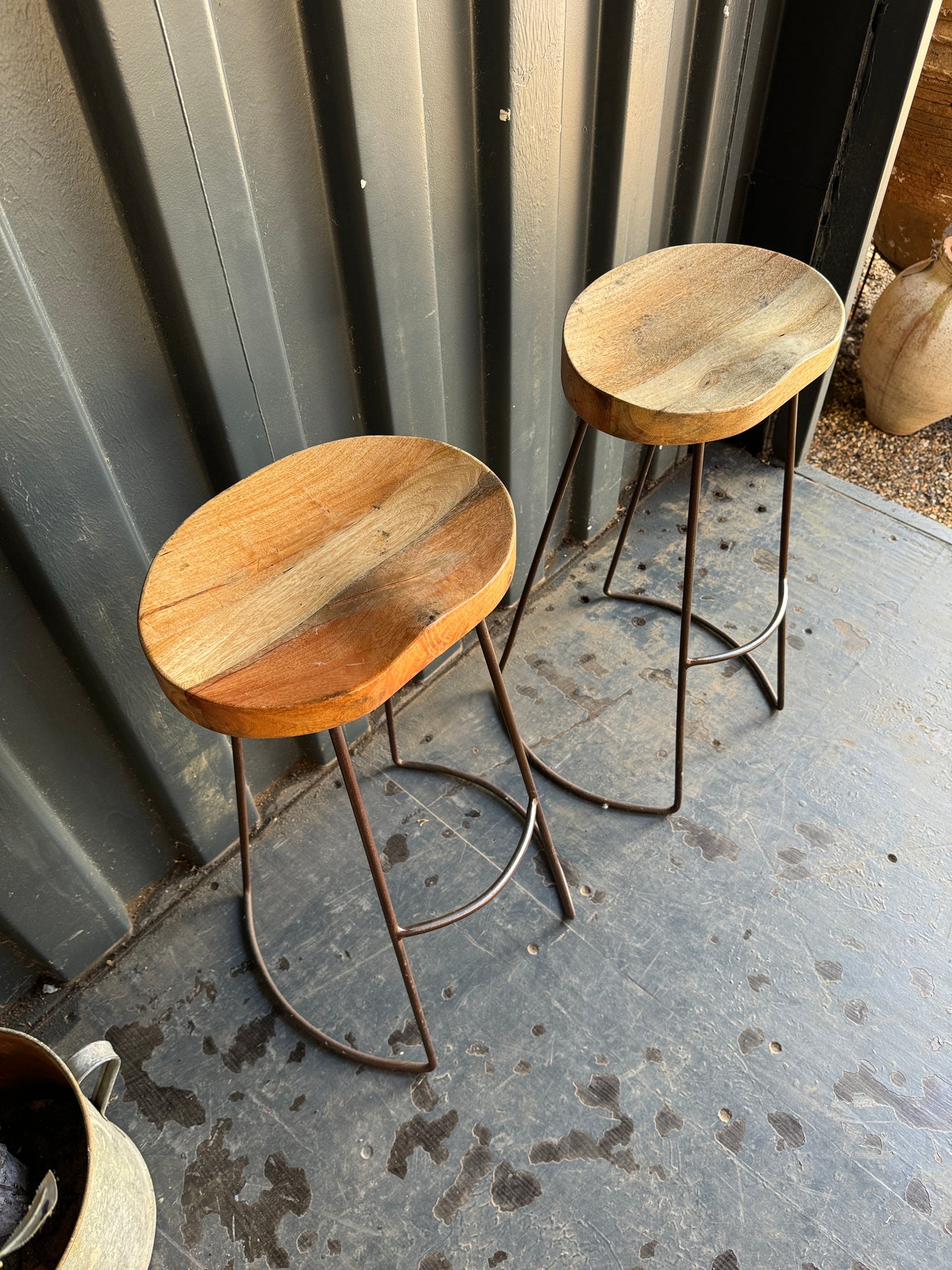 Rustic pair of bar stools